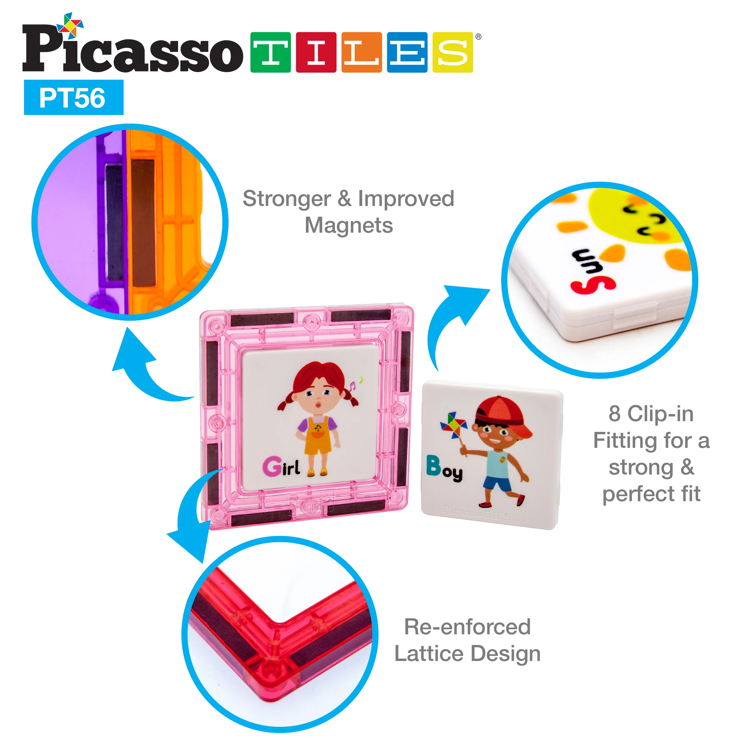 PicassoTiles Magnetic Tile Card Insert Set (56 Pieces) - Image 6