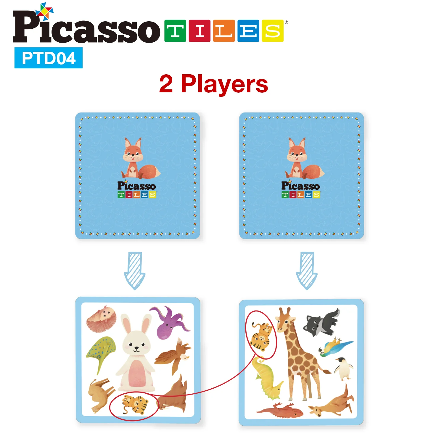 PicassoTiles 56pcs Animal Speed Matching Game - Image 4