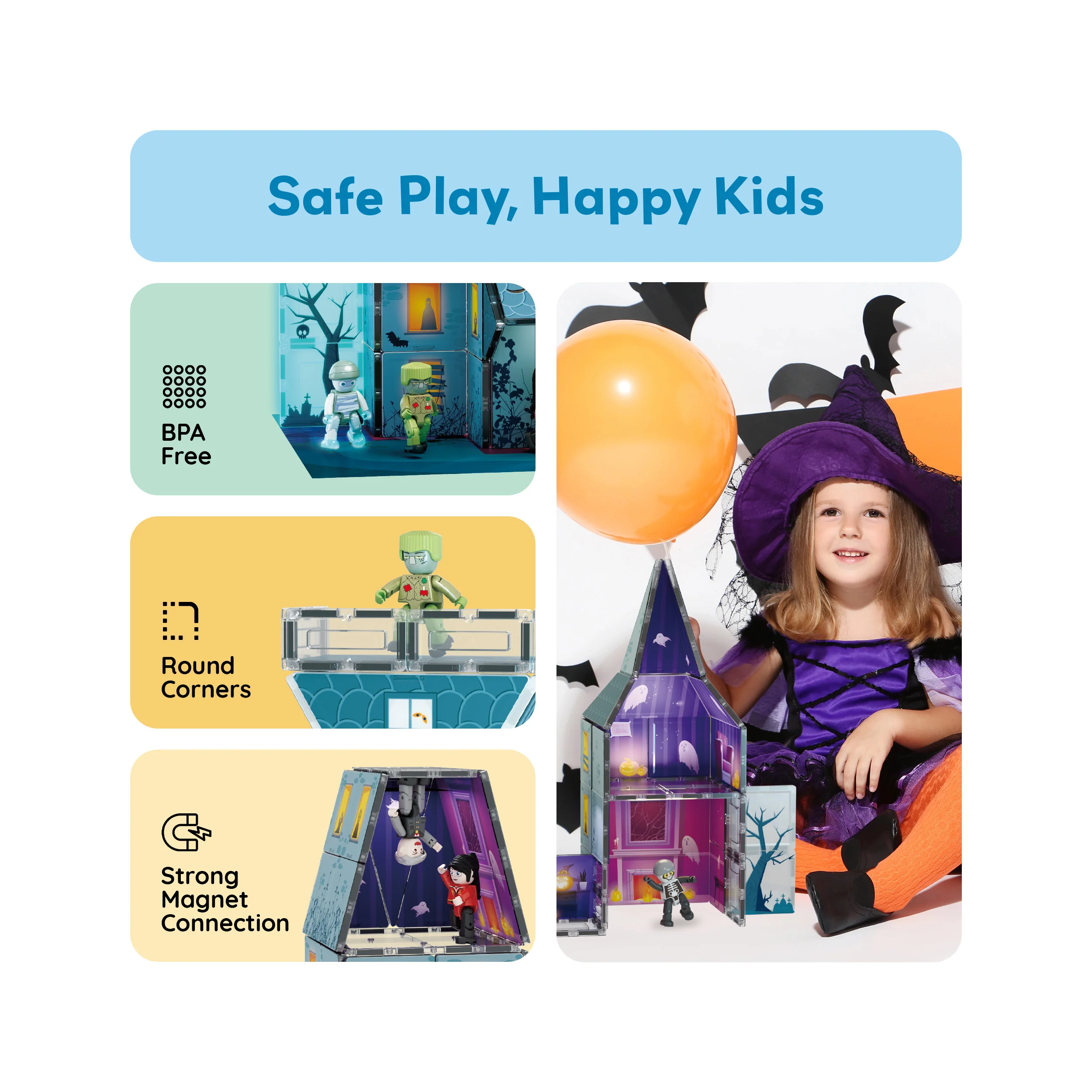 PicassoTiles Magnetic Tile Haunted House Halloween Set - Image 6