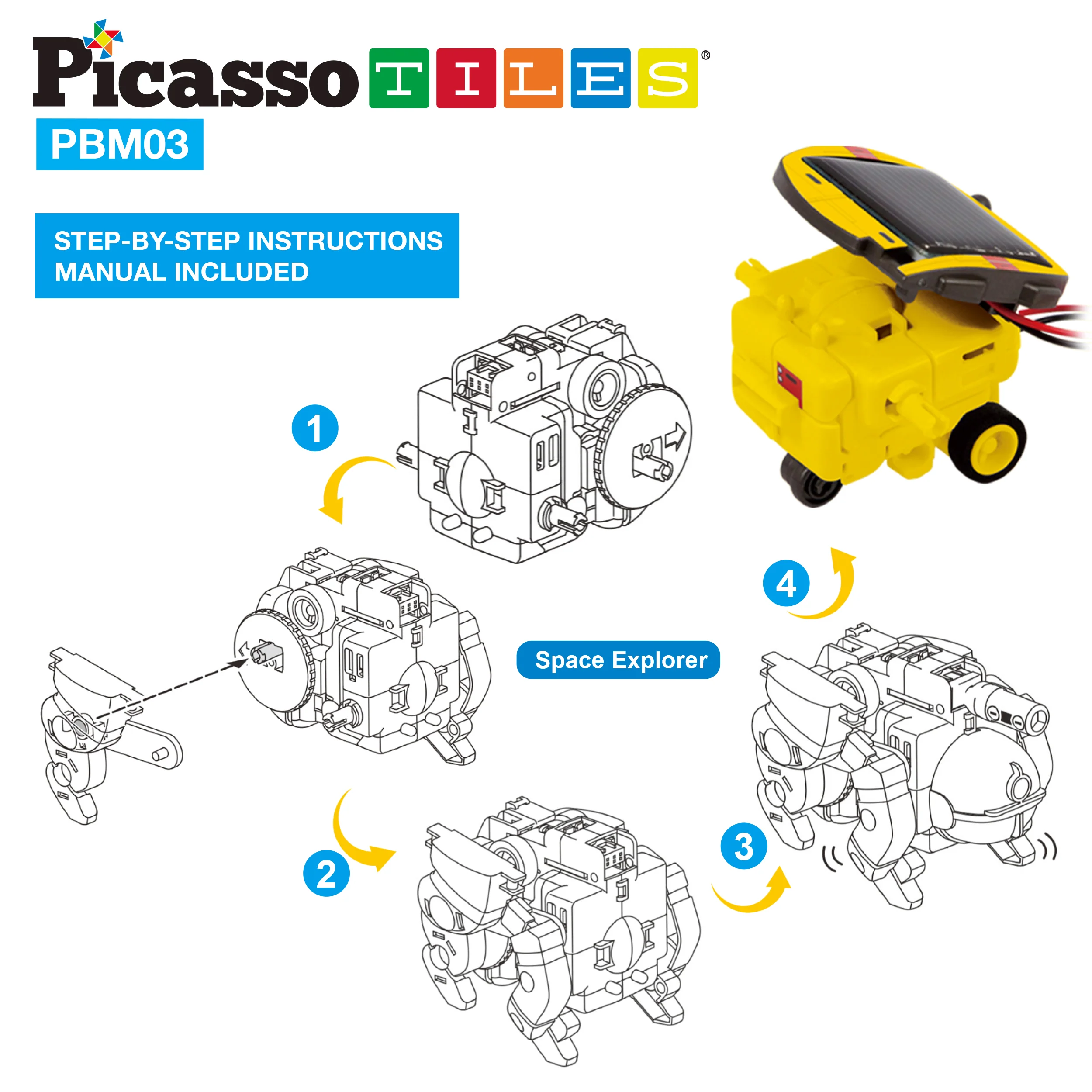 PicassoTiles 6-in-1 STEM Kids Solar Powered UFO Robot Science Kit - Image 10