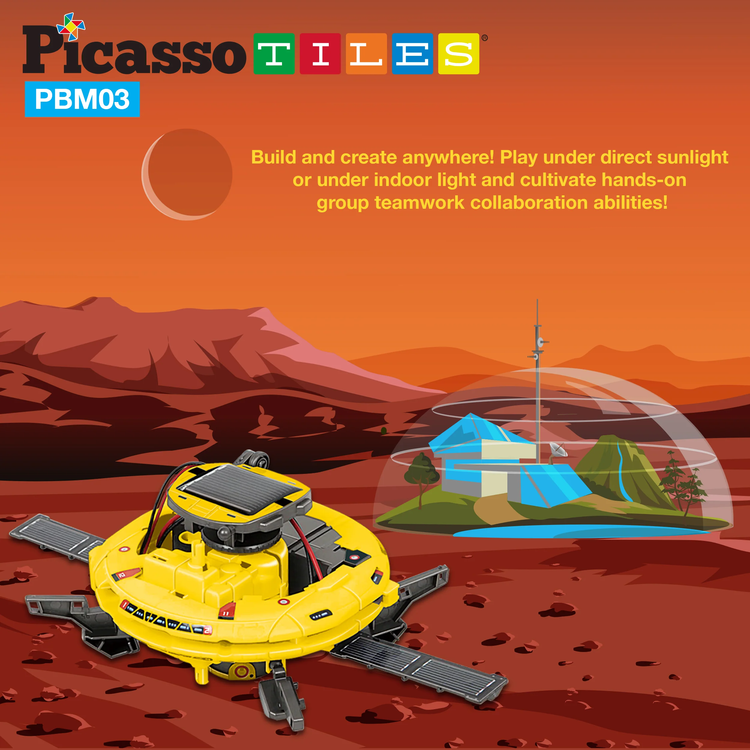 PicassoTiles 6-in-1 STEM Kids Solar Powered UFO Robot Science Kit - Image 4