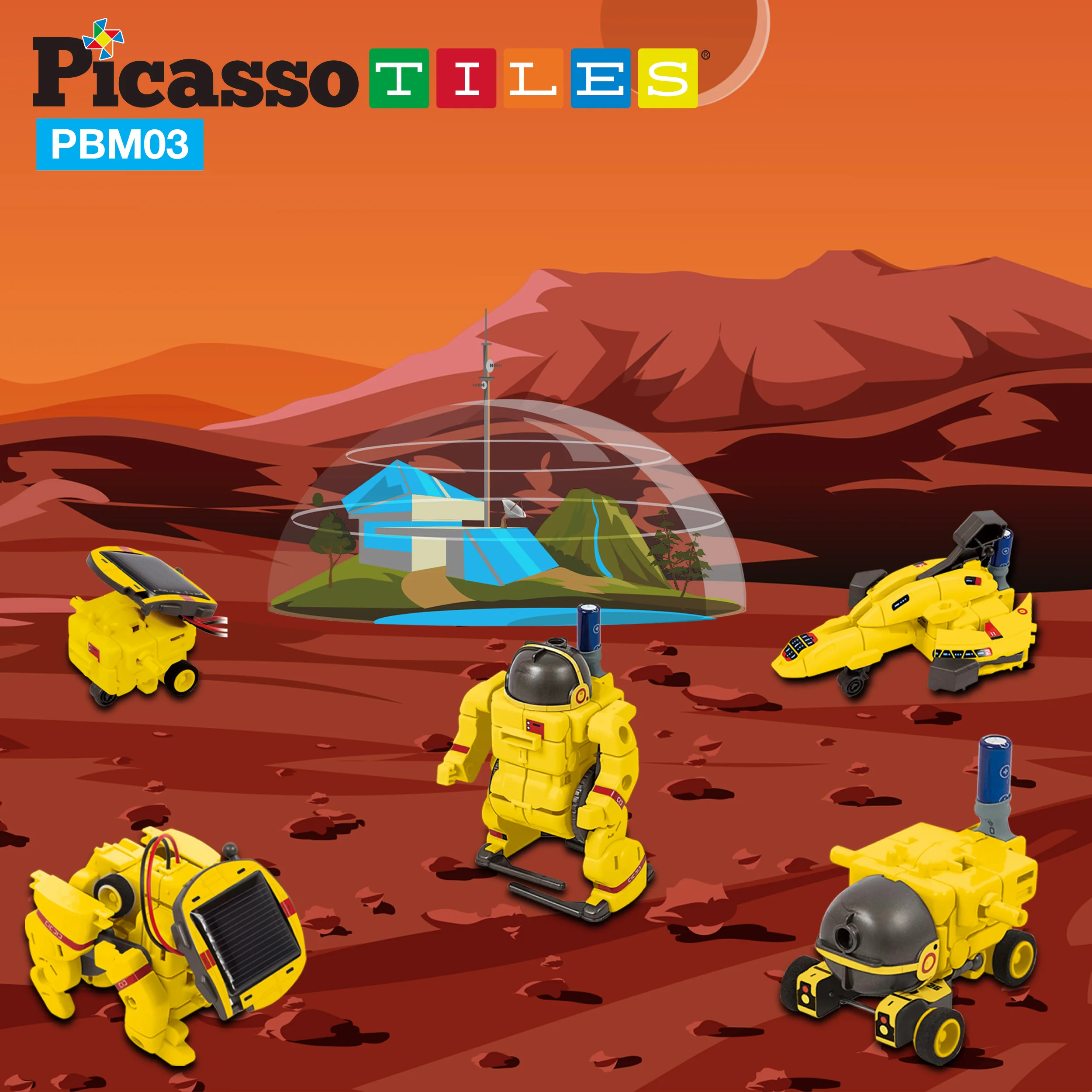 PicassoTiles 6-in-1 STEM Kids Solar Powered UFO Robot Science Kit - Image 5