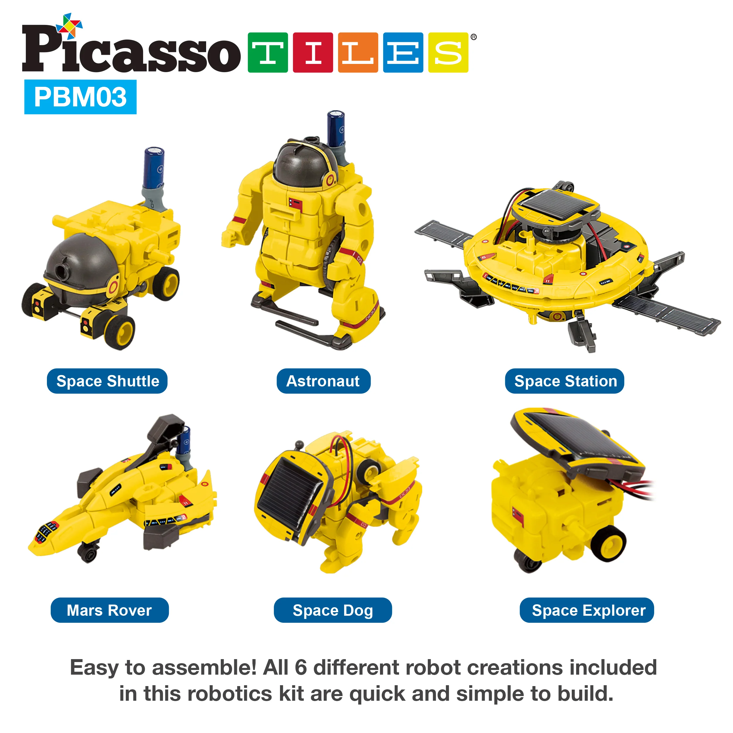 PicassoTiles 6-in-1 STEM Kids Solar Powered UFO Robot Science Kit - Image 7