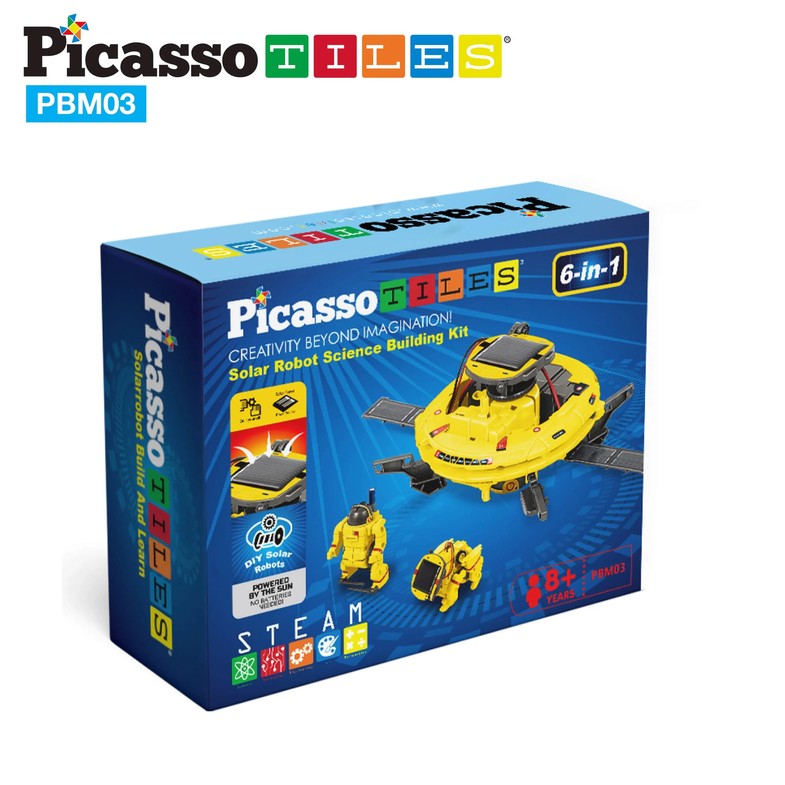 PicassoTiles 6-in-1 STEM Kids Solar Powered UFO Robot Science Kit - Image 9