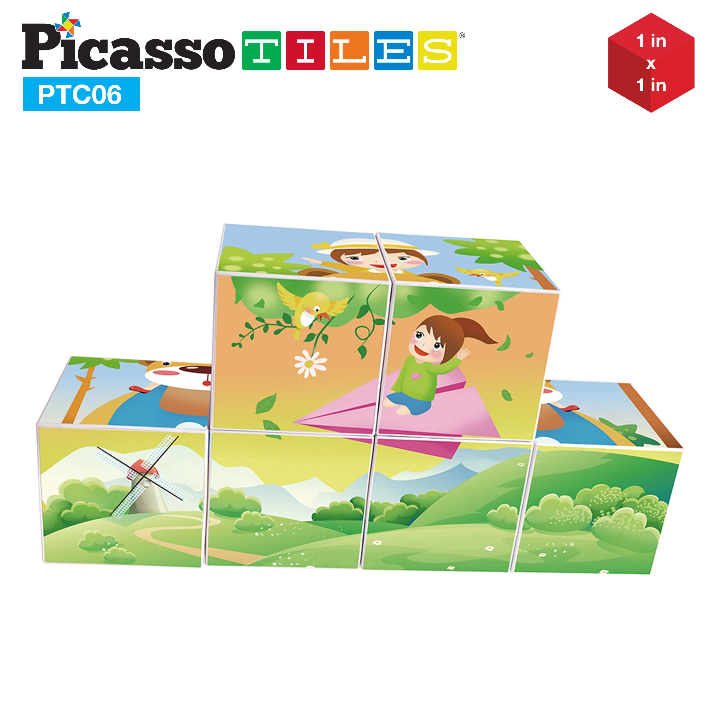 PicassoTiles 6 Piece Magnetic Magic Puzzle Cube Set - Image 3