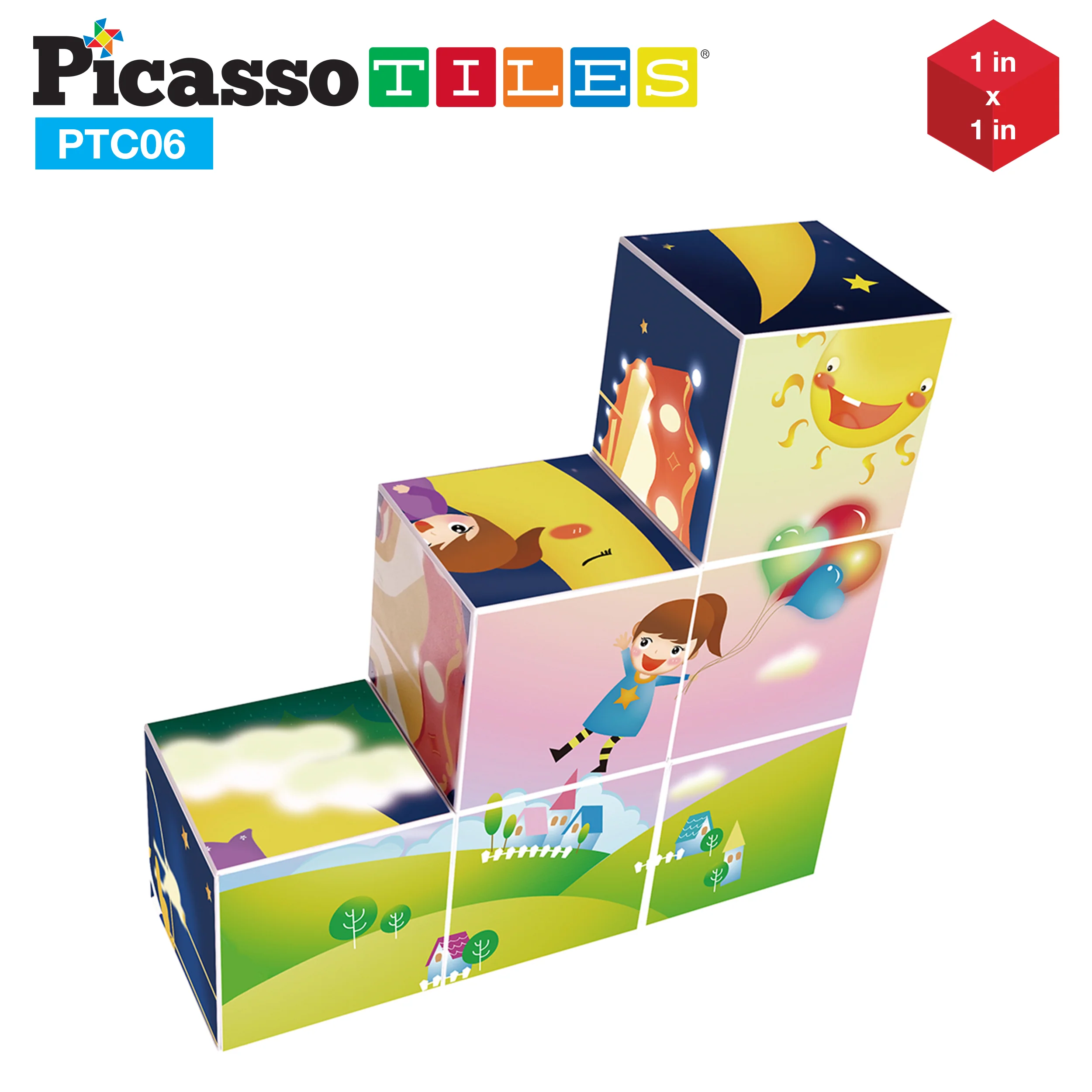 PicassoTiles 6 Piece Magnetic Magic Puzzle Cube Set - Image 4