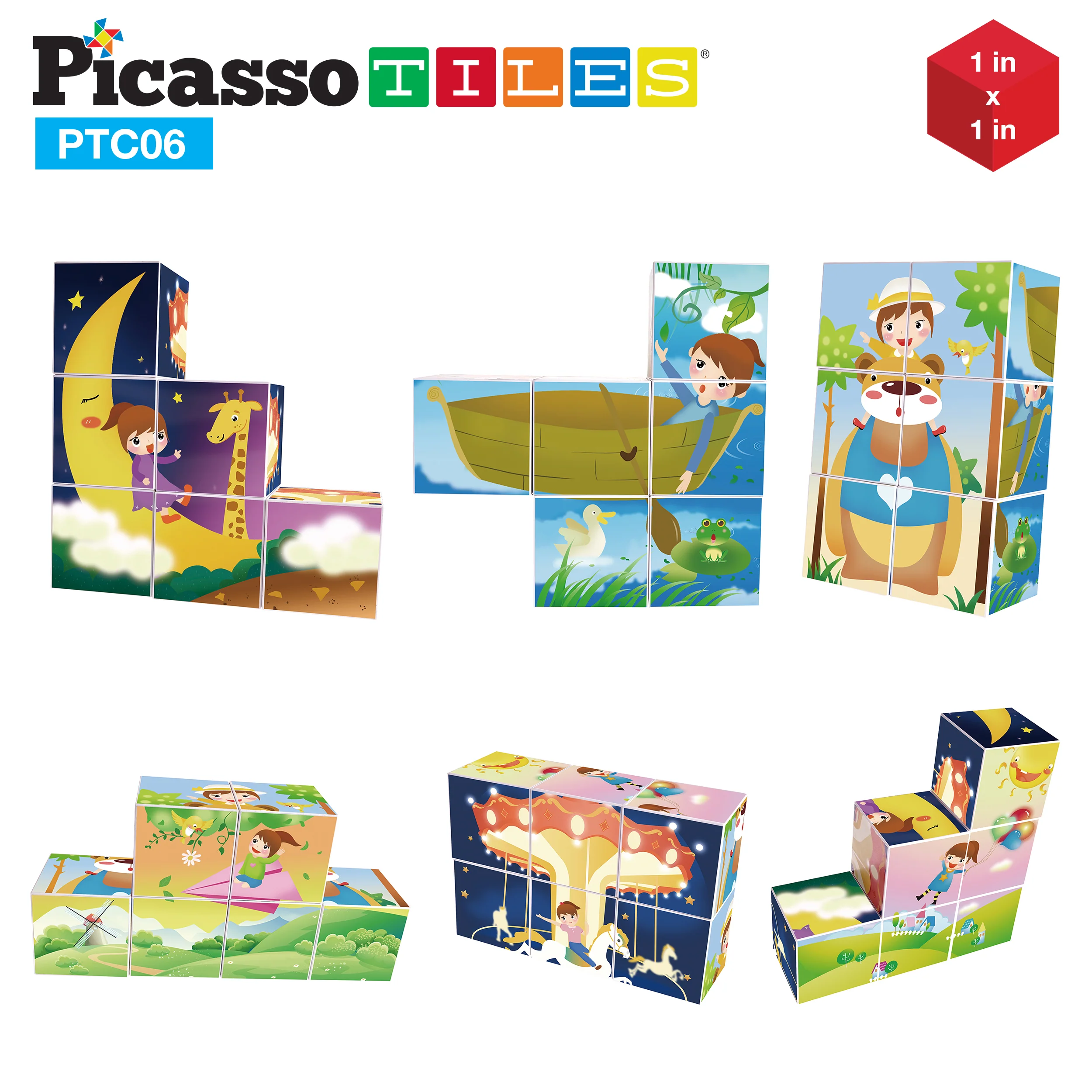 PicassoTiles 6 Piece Magnetic Magic Puzzle Cube Set - Image 8