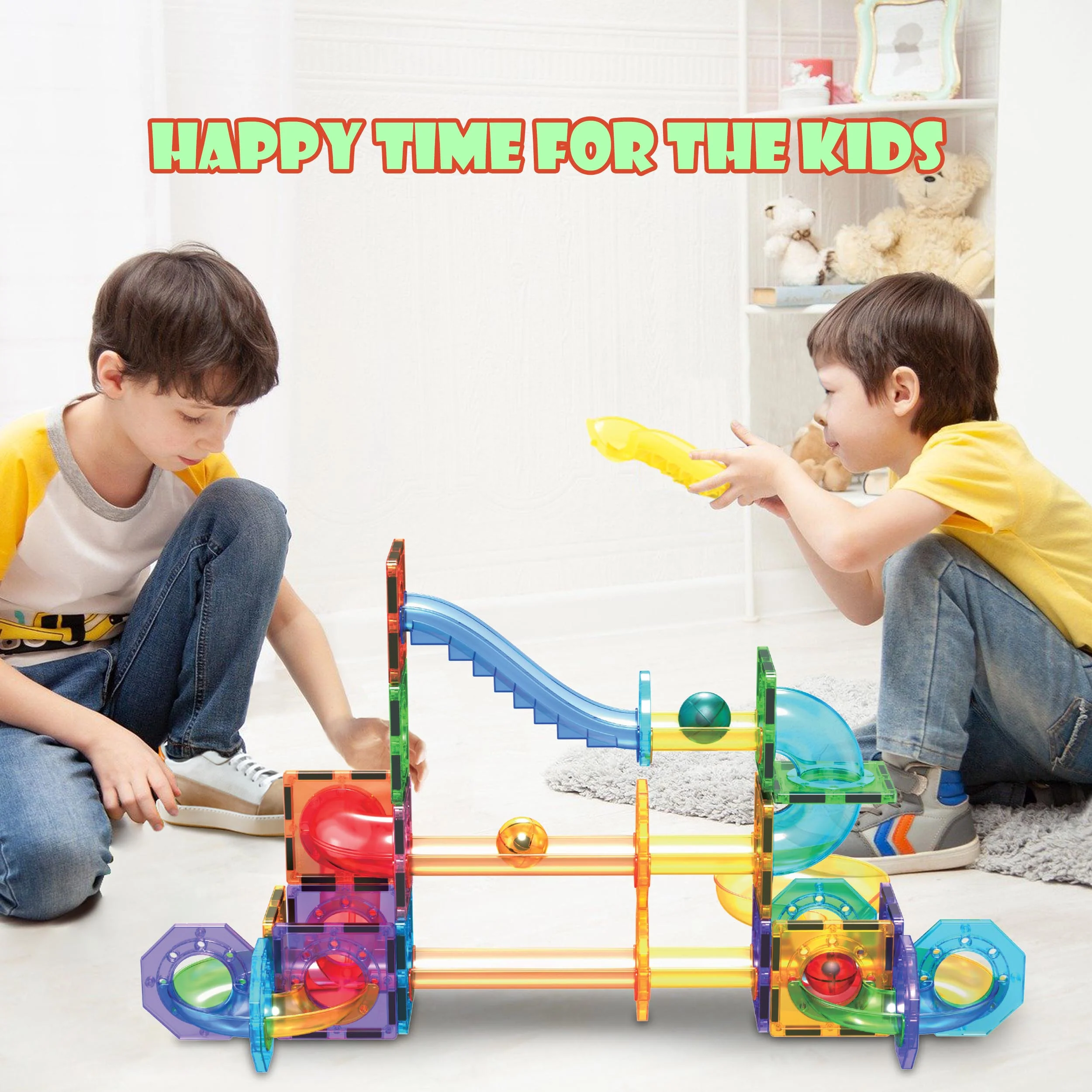 PicassoTiles 60pc Marble Run Building Block Connecting Set - Image 2