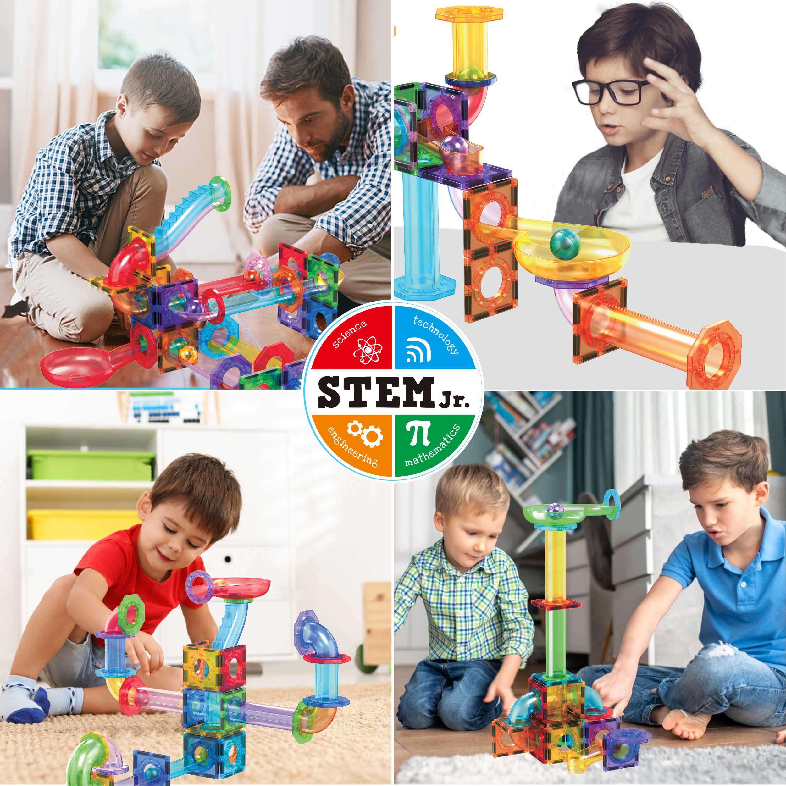 PicassoTiles 60pc Marble Run Building Block Connecting Set - Image 3