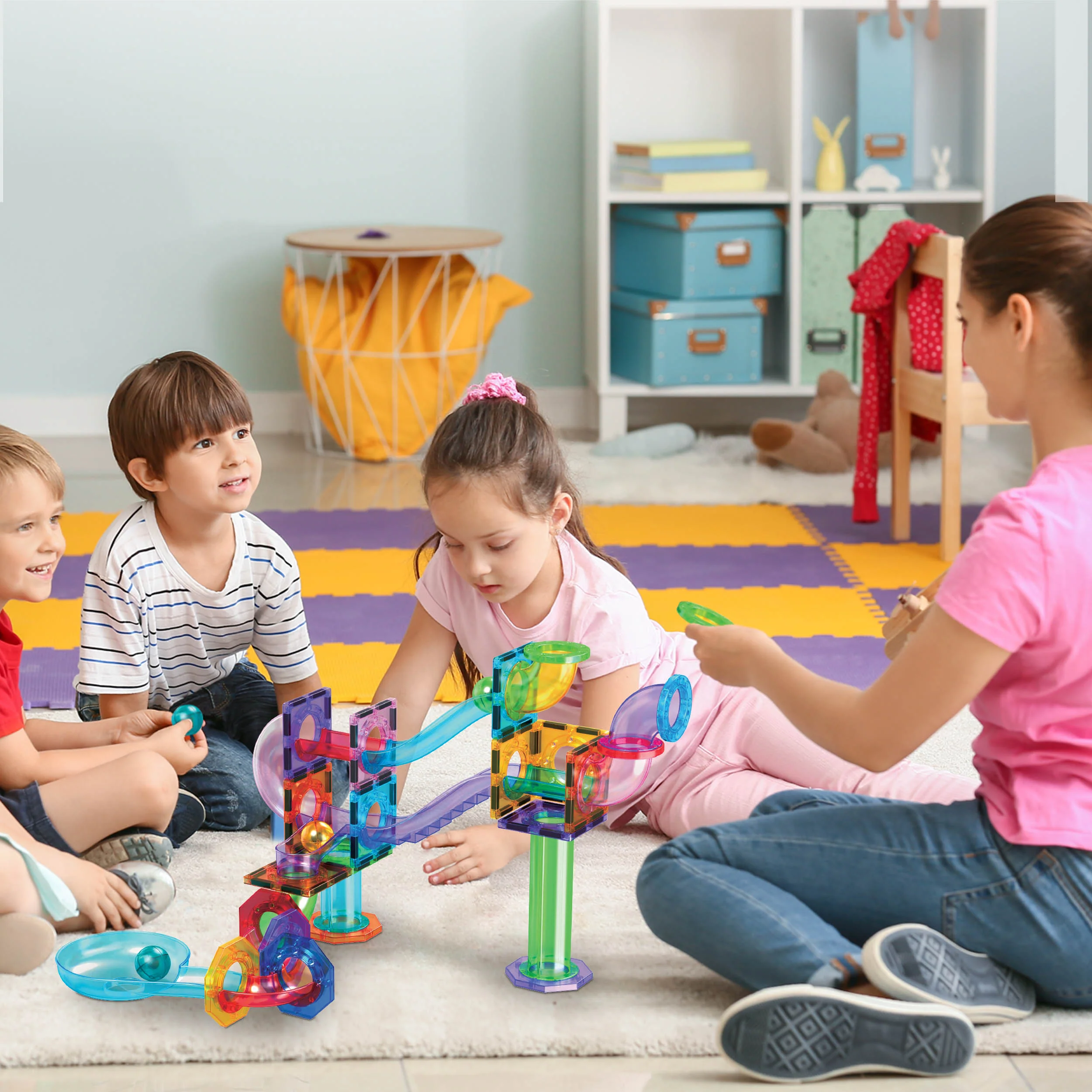PicassoTiles 60pc Marble Run Building Block Connecting Set - Image 4