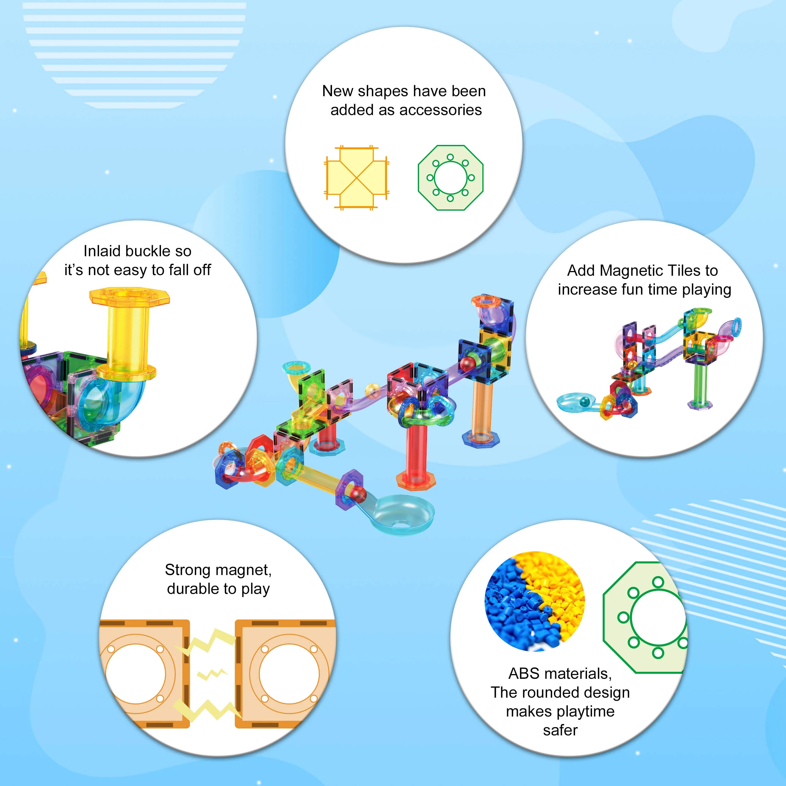 PicassoTiles 60pc Marble Run Building Block Connecting Set - Image 5