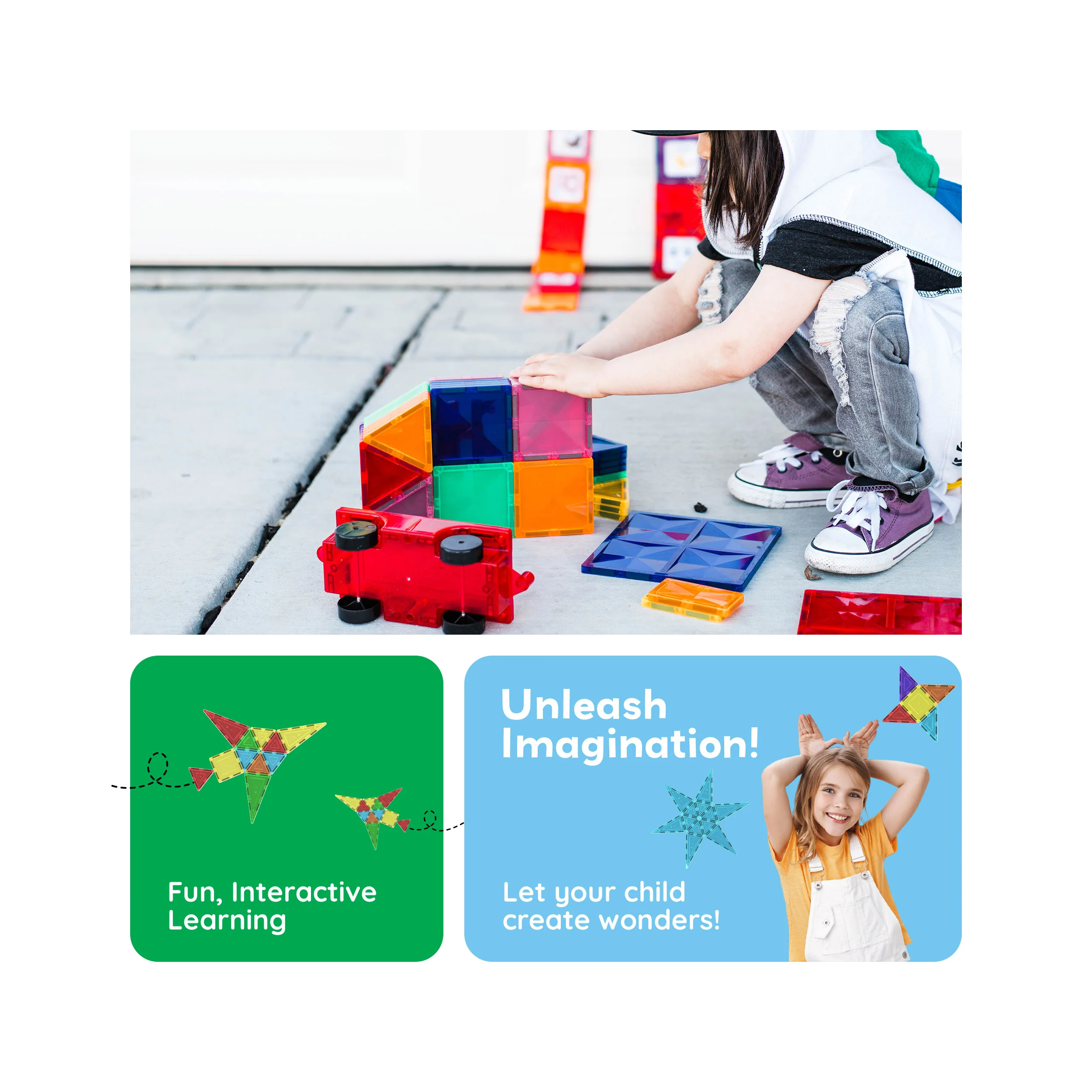 PicassoTiles Magnetic Tile Set Classic Playset (60 Pcs) - Image 5