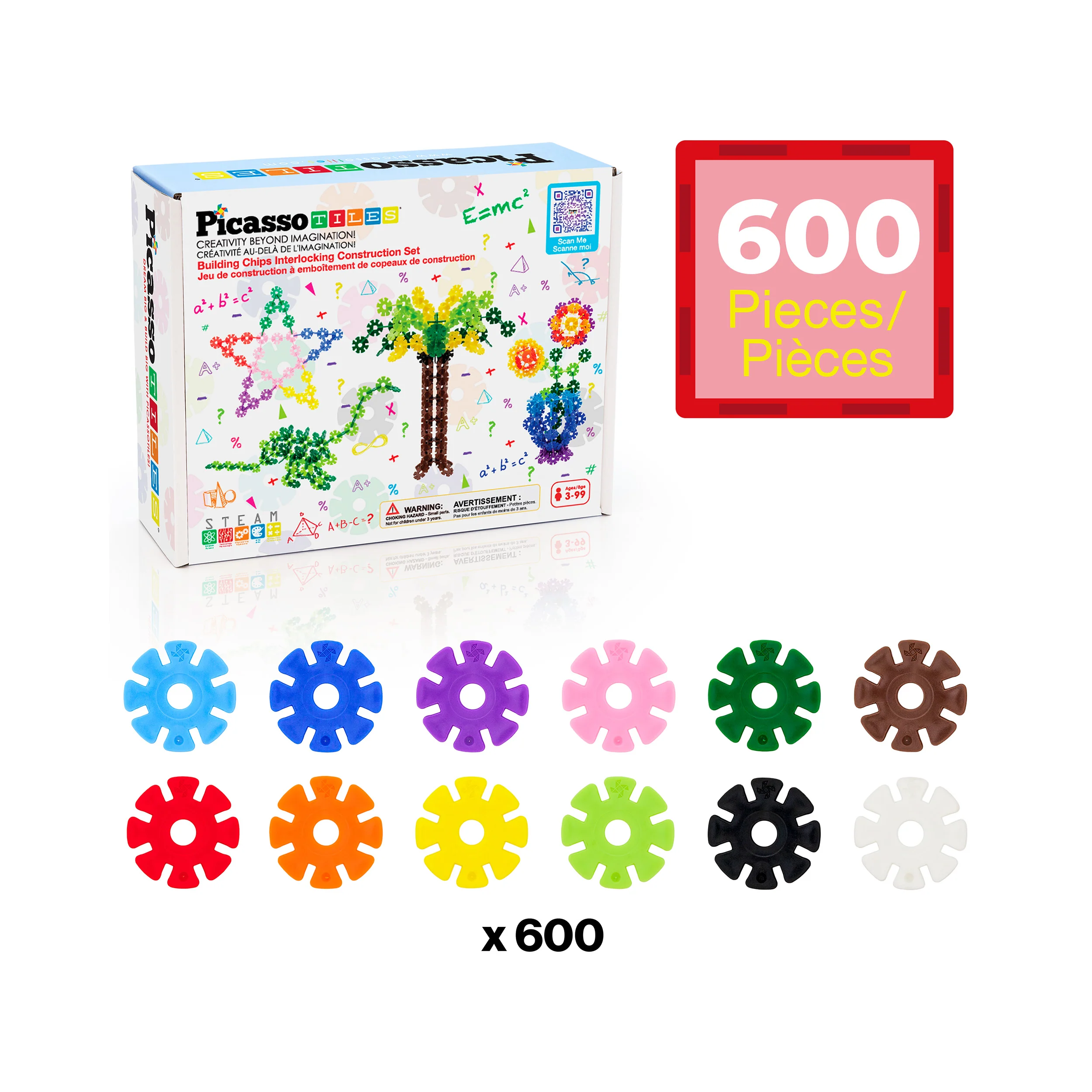 PicassoTiles 600pc Building Construction Toy Interlocking Chips - Image 3