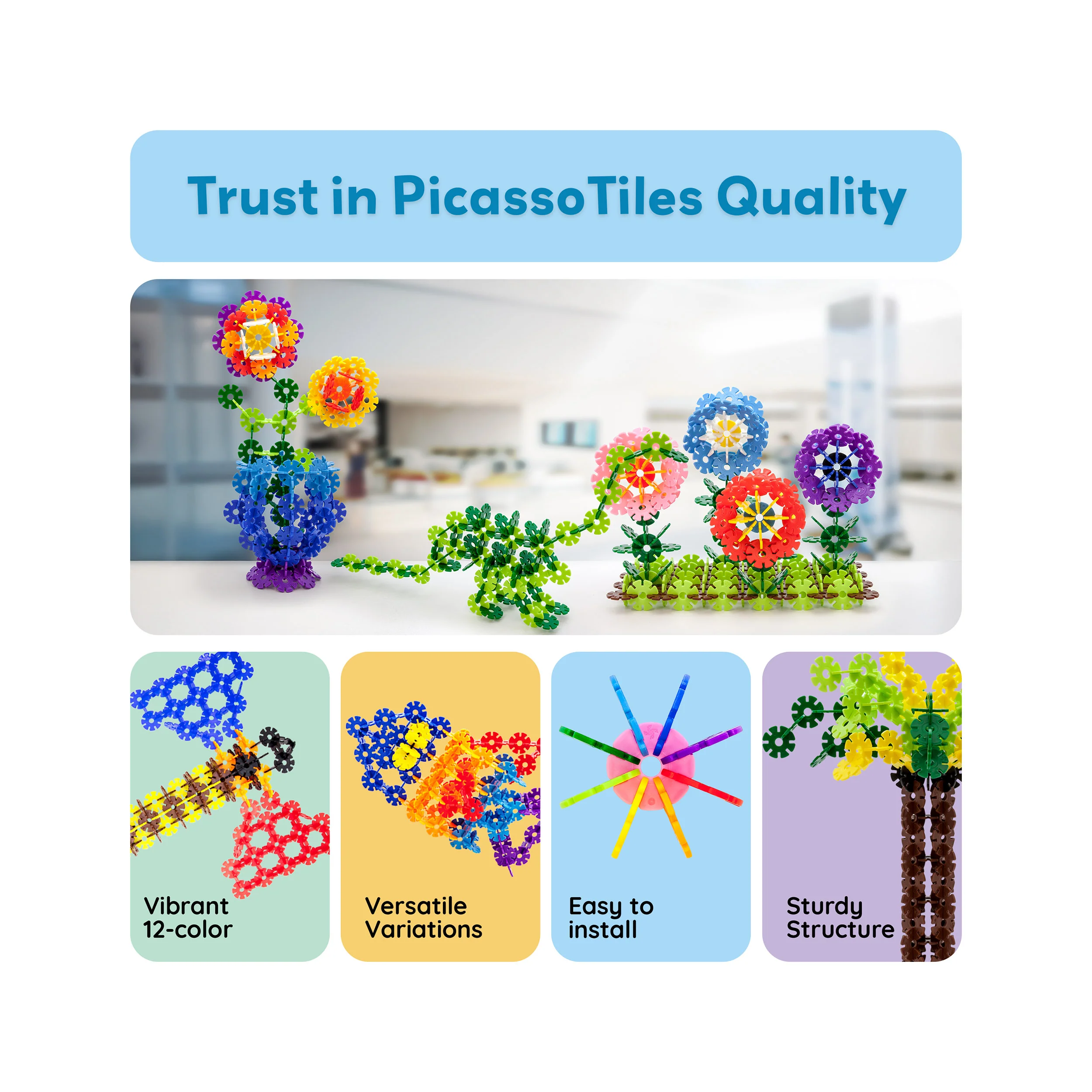 PicassoTiles 600pc Building Construction Toy Interlocking Chips - Image 8