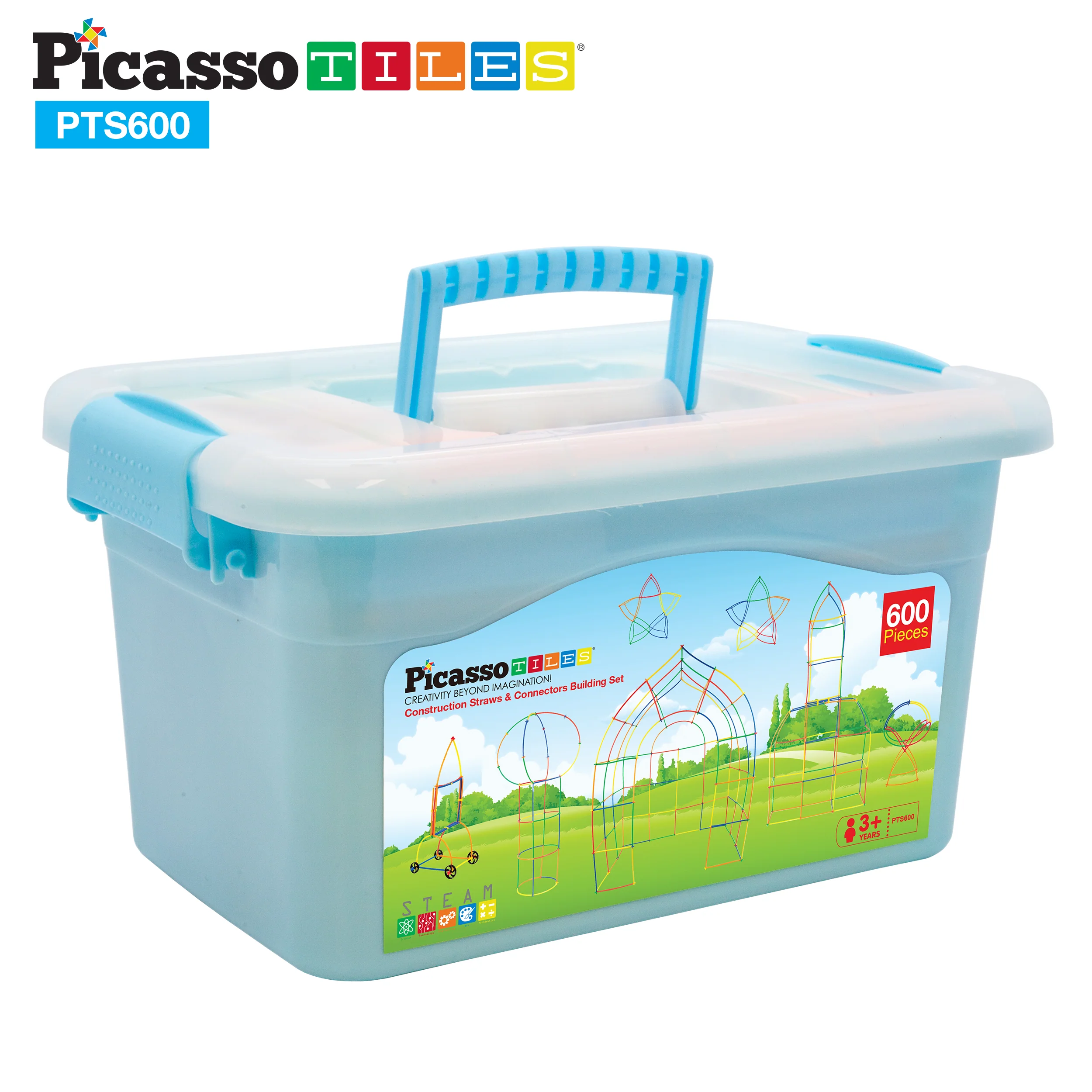 PicassoTiles 600pc Straw Building Set PTS600 - Image 11