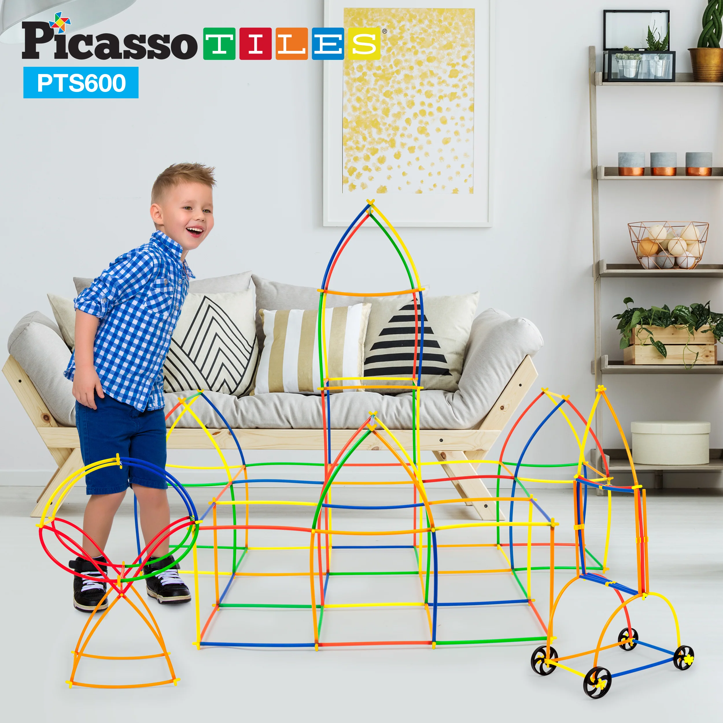 PicassoTiles 600pc Straw Building Set PTS600 - Image 3