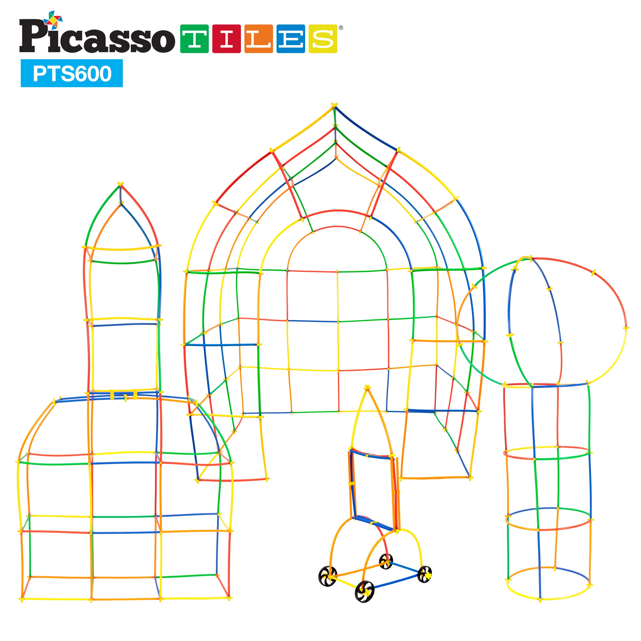 PicassoTiles 600pc Straw Building Set PTS600 - Image 4