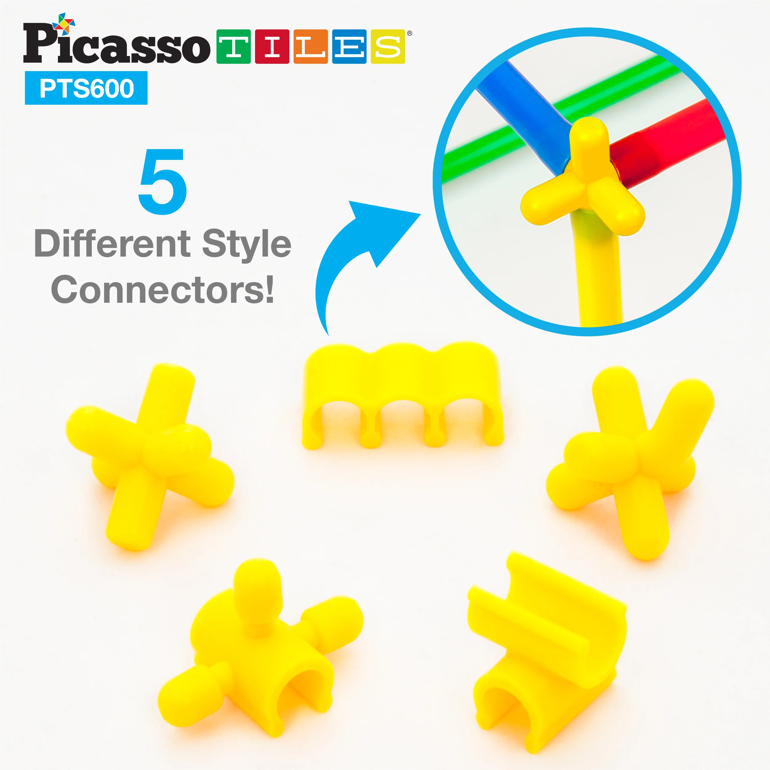 PicassoTiles 600pc Straw Building Set PTS600 - Image 6