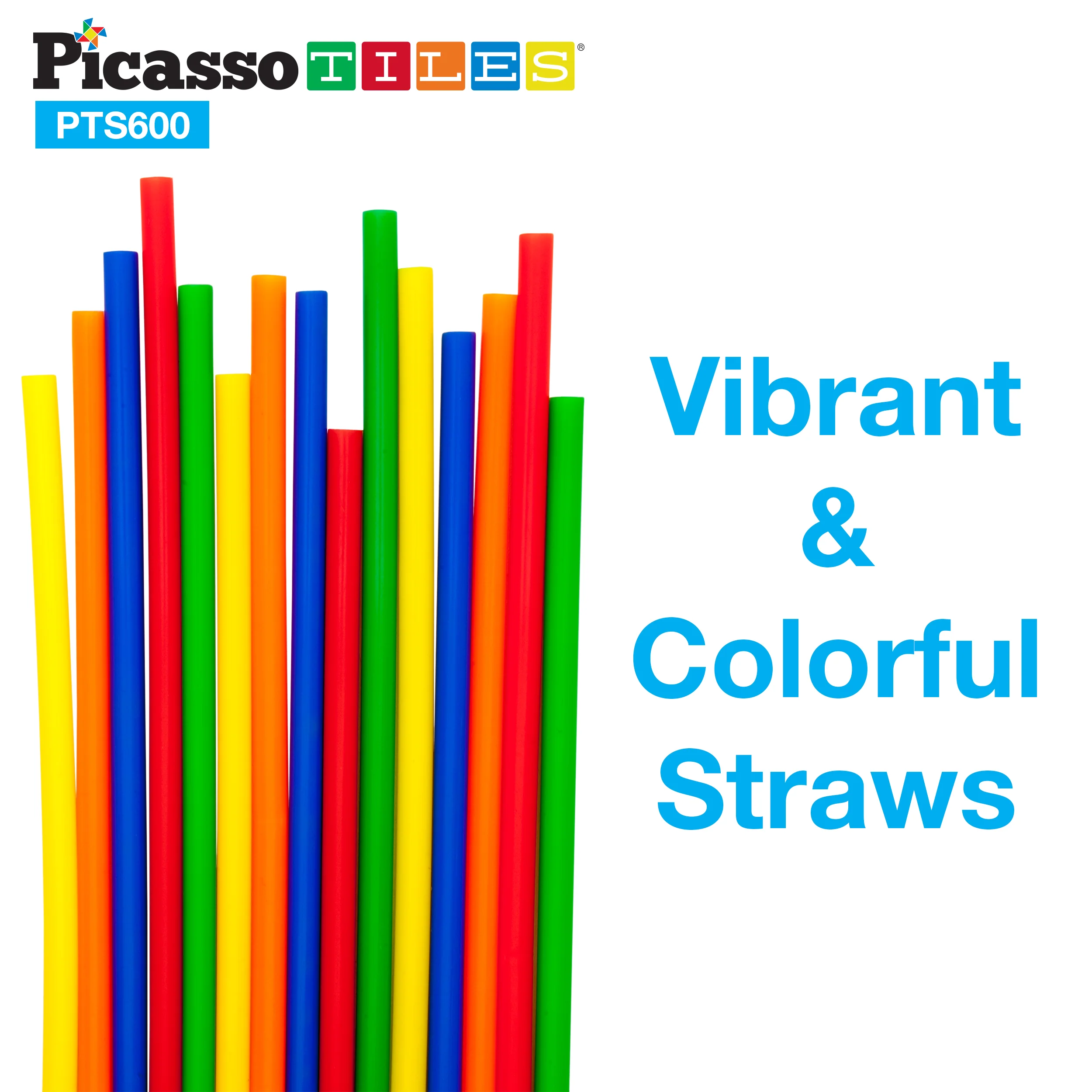 PicassoTiles 600pc Straw Building Set PTS600 - Image 7
