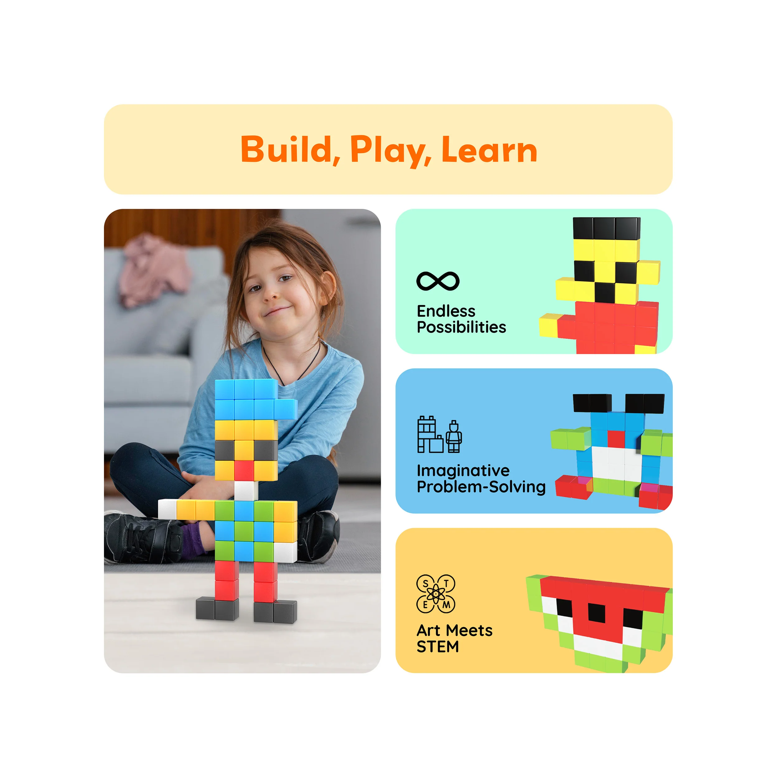 PicassoTiles Magnetic Puzzle Cubes Starter Set - Image 4