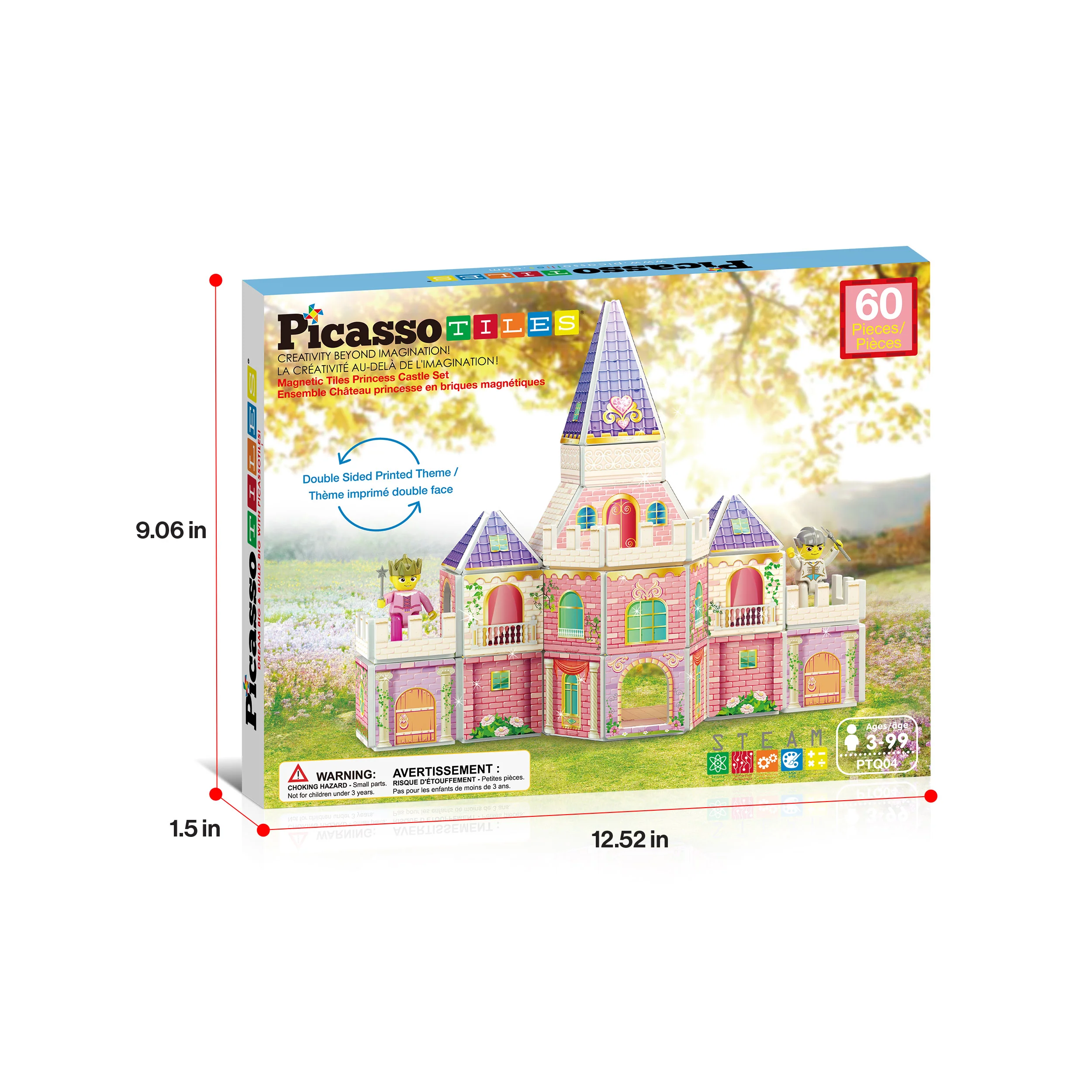PicassoTiles 60pc Magnetic Tile Princess Castle Set - Image 9