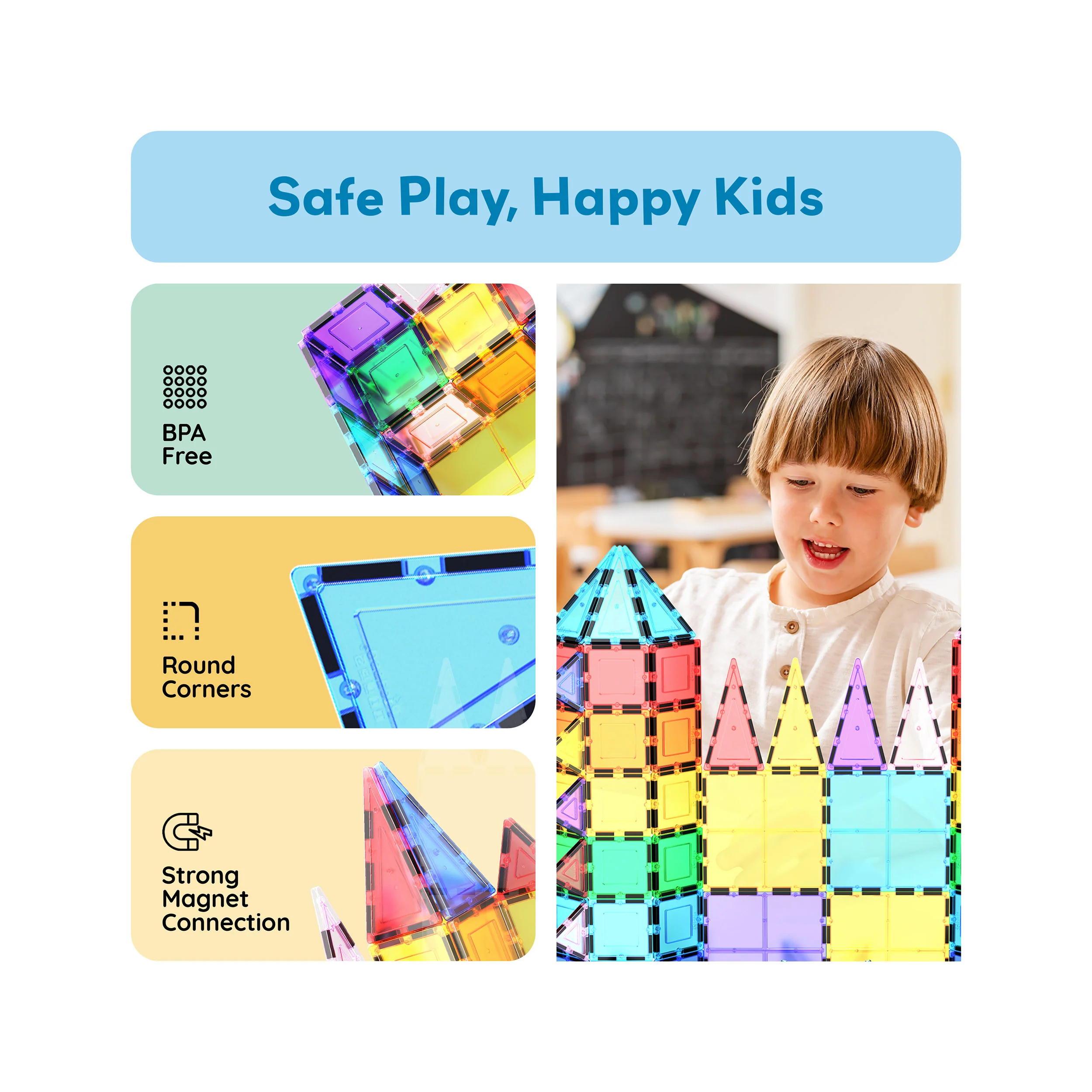 PicassoTiles 61pc Magnetic Tile Classic Building Set - Image 6