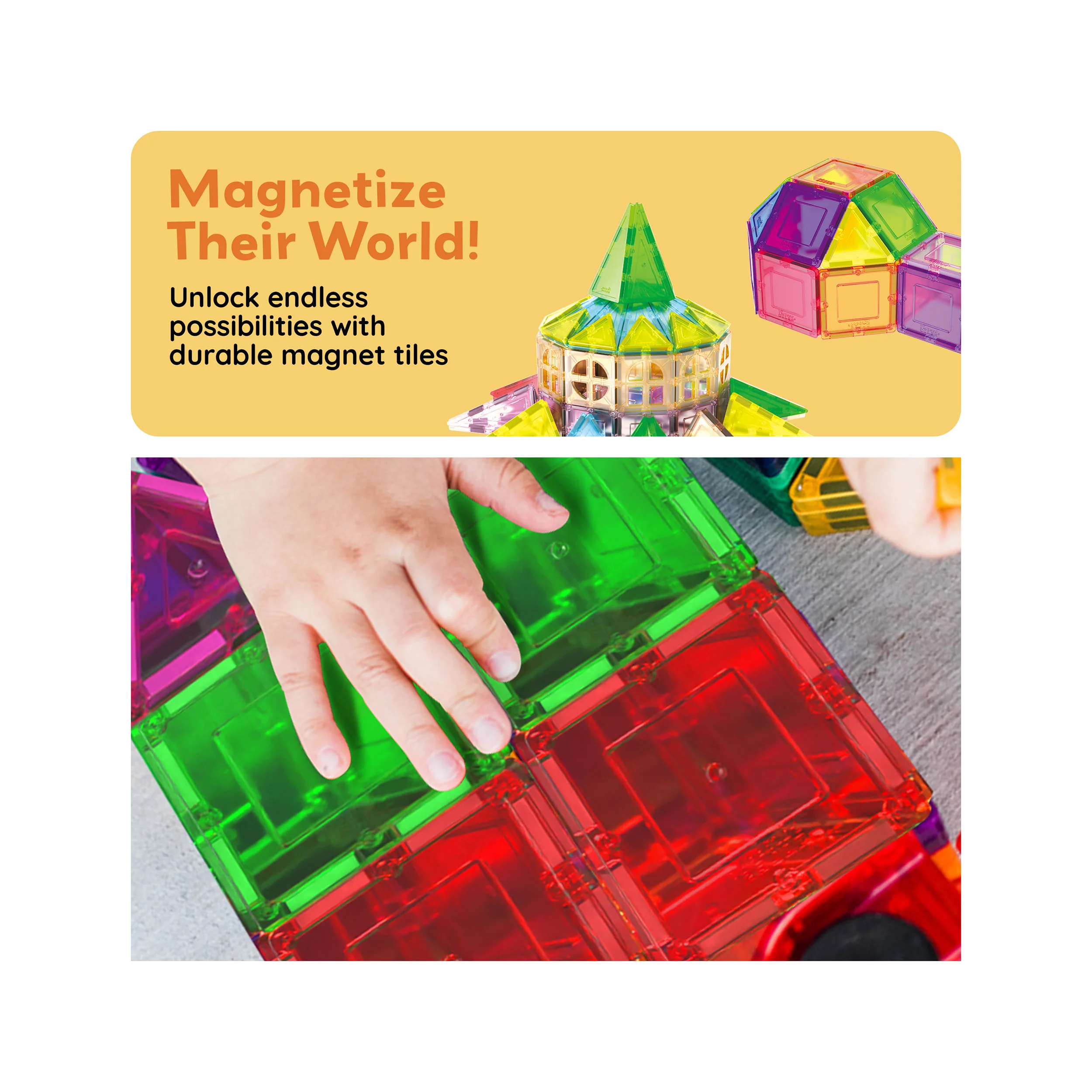PicassoTiles 61pc Magnetic Tile Classic Building Set - Image 7