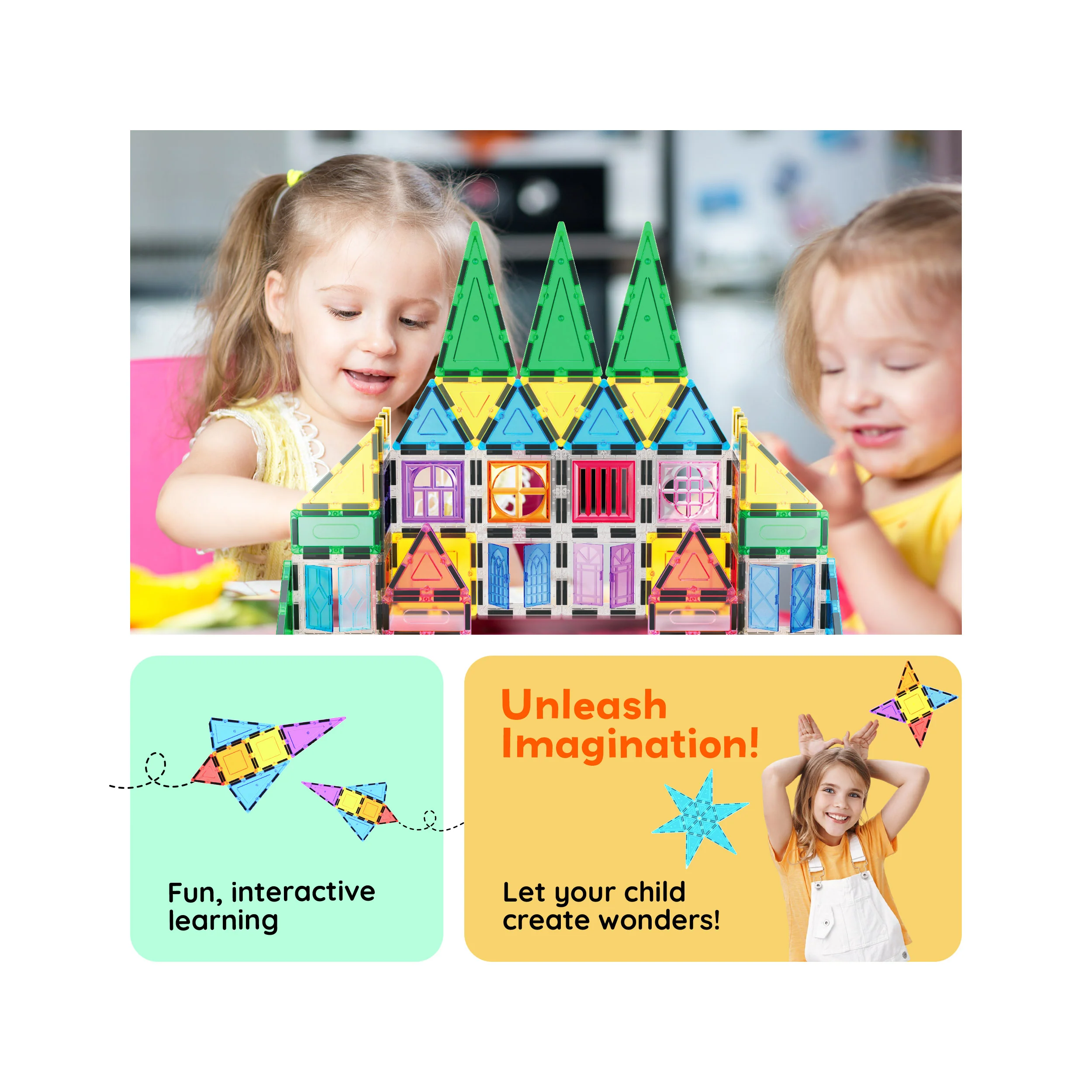 PicassoTiles 61-Piece Magnetic Building Blocks Set  STEM Toy with Storage Bag - Image 5