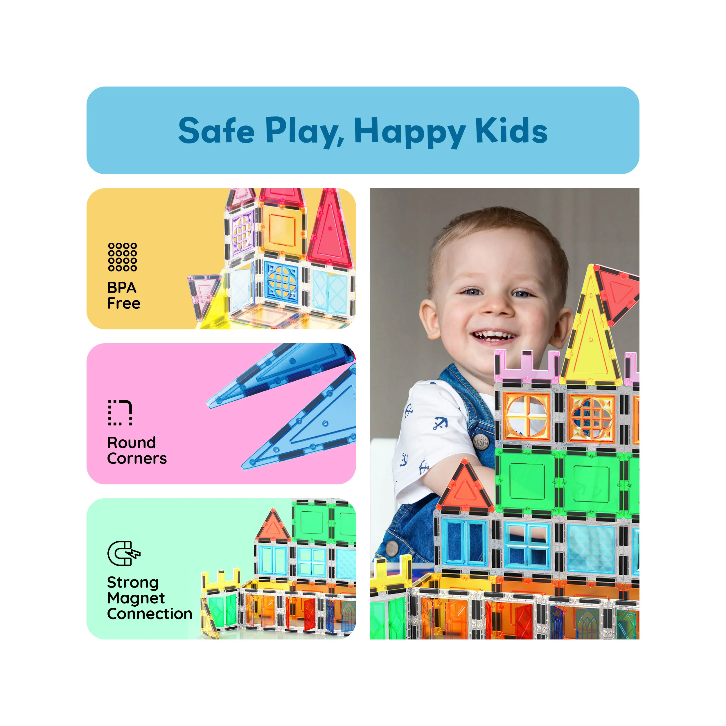 PicassoTiles 61-Piece Magnetic Building Blocks Set  STEM Toy with Storage Bag - Image 6