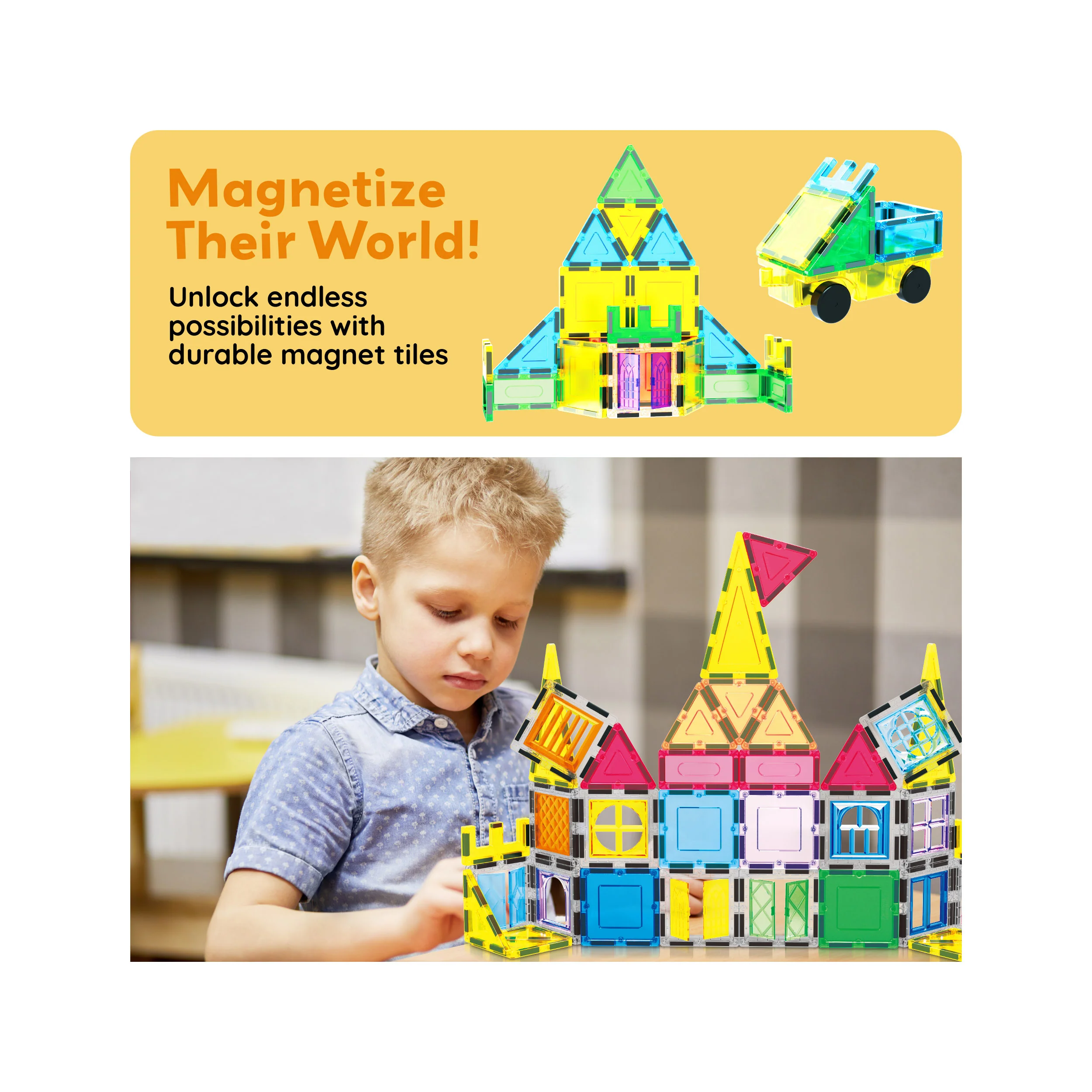 PicassoTiles 61-Piece Magnetic Building Blocks Set  STEM Toy with Storage Bag - Image 7