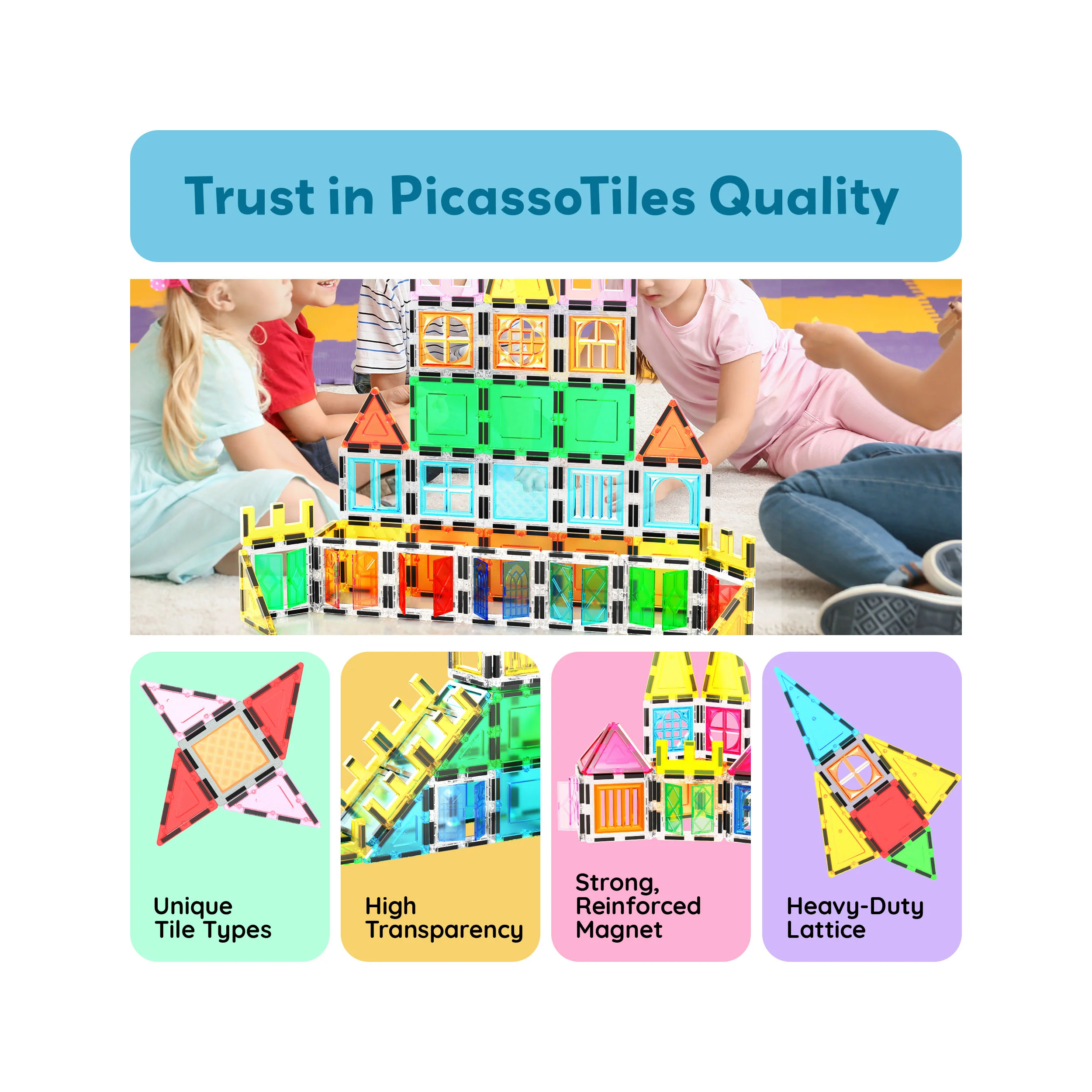 PicassoTiles 61-Piece Magnetic Building Blocks Set  STEM Toy with Storage Bag - Image 8