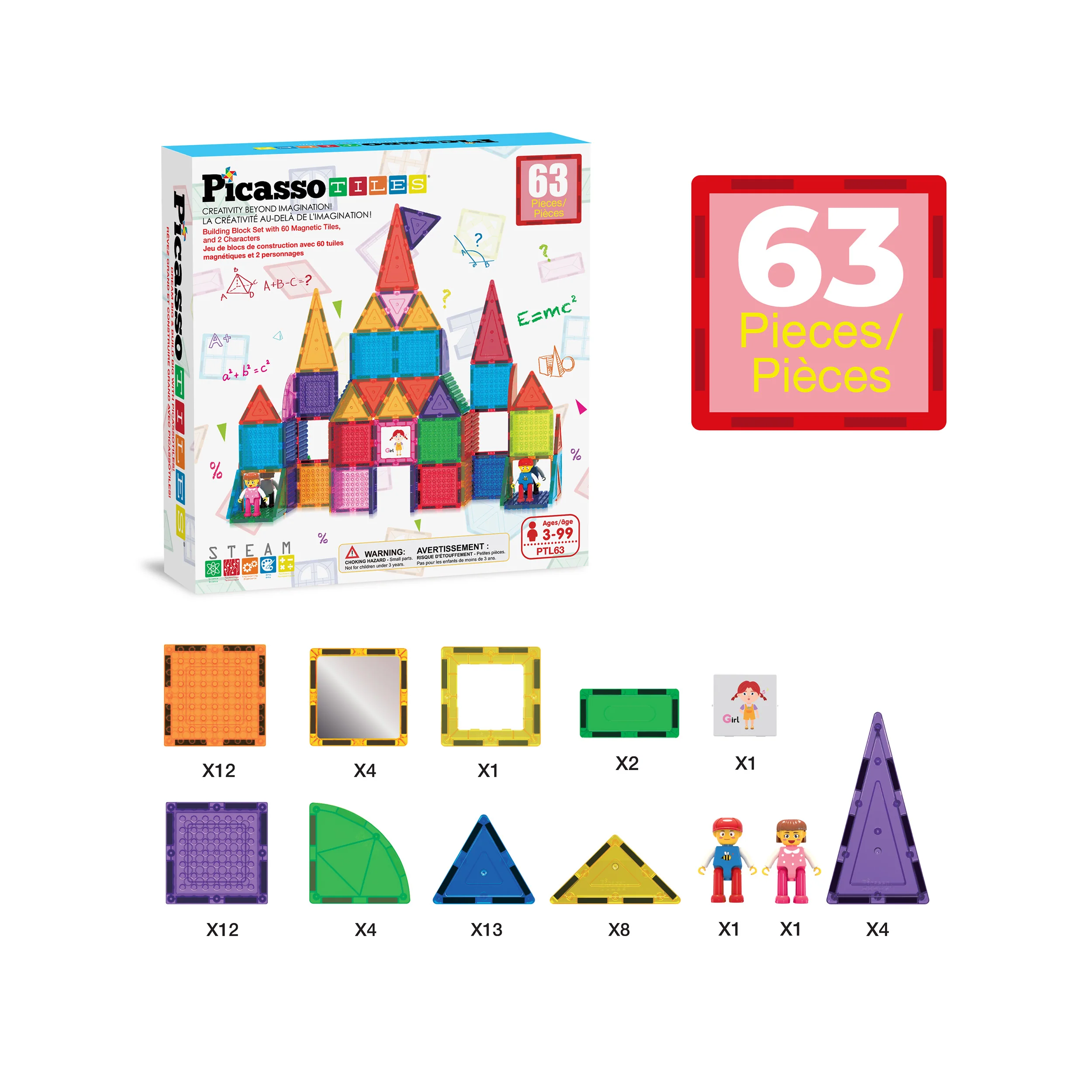 PicassoTiles Magnetic Tile Brick Block STEM Learning Set - Image 3