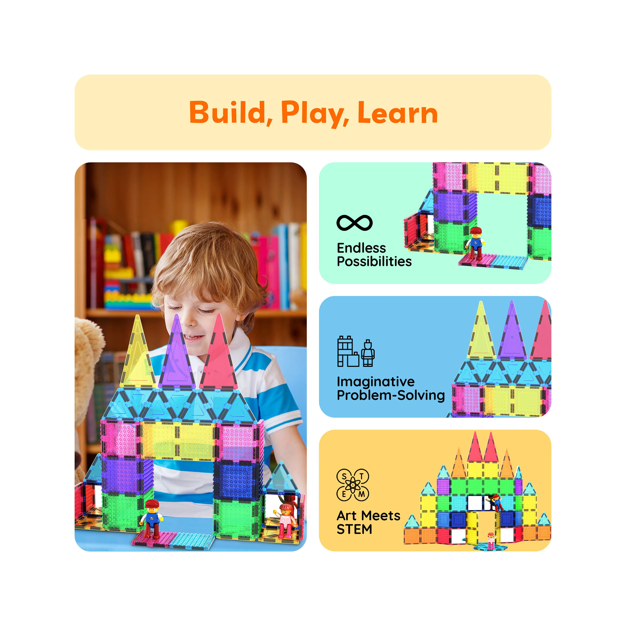 PicassoTiles Magnetic Tile Brick Block STEM Learning Set - Image 4