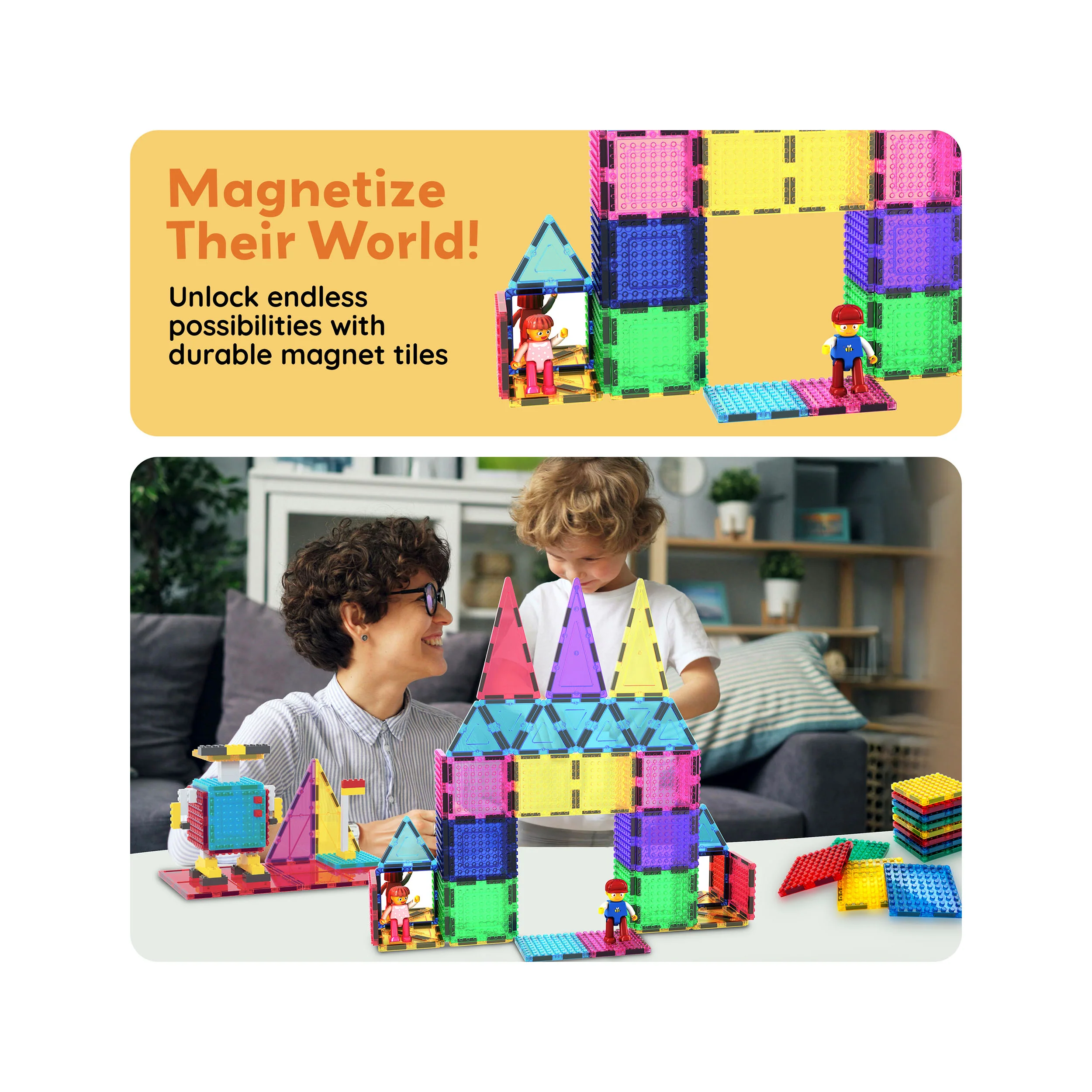 PicassoTiles Magnetic Tile Brick Block STEM Learning Set - Image 7