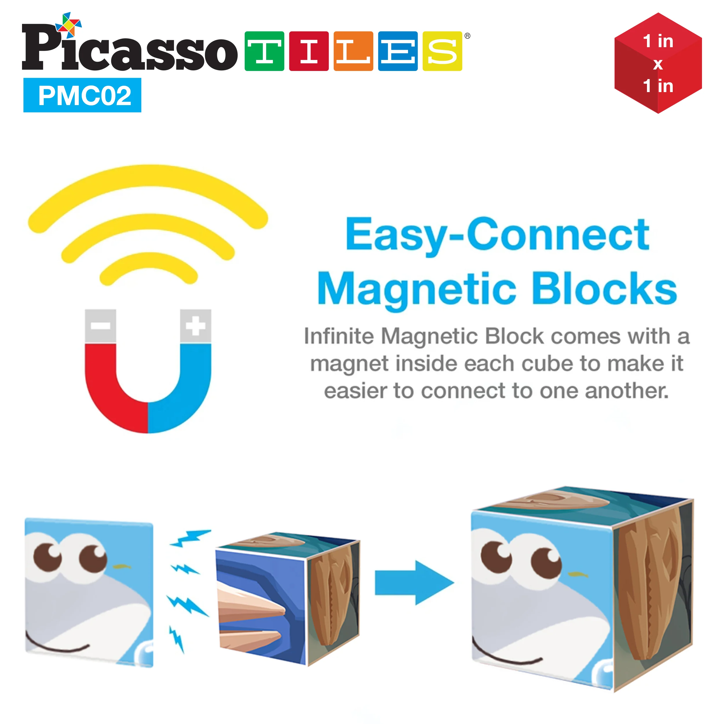 PicassoTiles 63pcs Sea Ocean Animal Magnetic Puzzle Cubes - Image 6