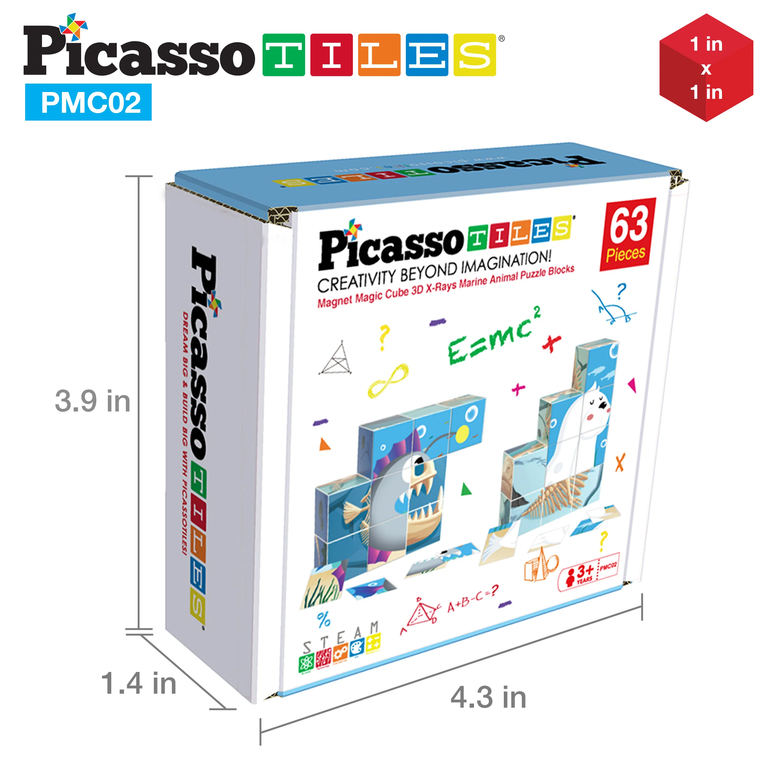PicassoTiles 63pcs Sea Ocean Animal Magnetic Puzzle Cubes - Image 7
