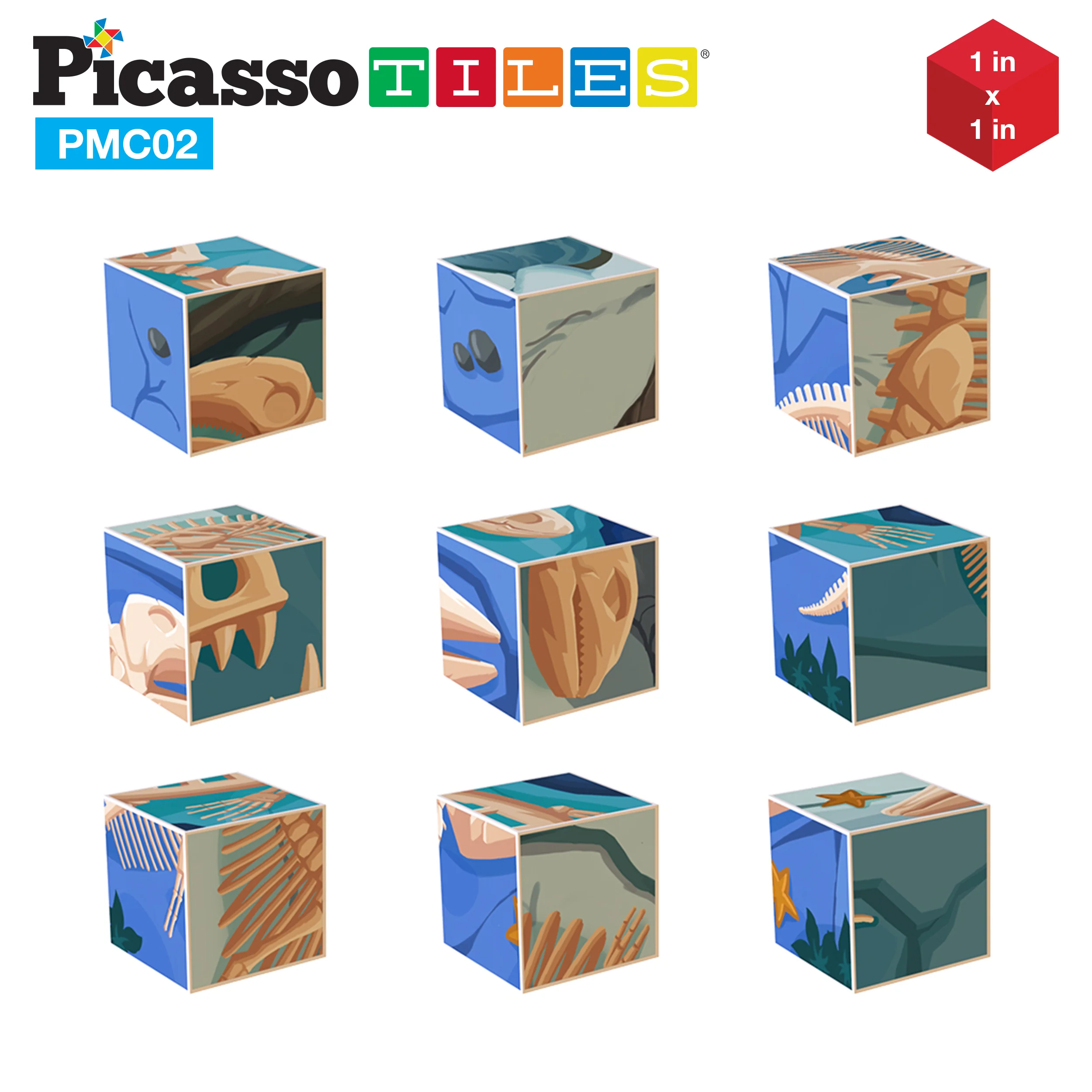 PicassoTiles 63pcs Sea Ocean Animal Magnetic Puzzle Cubes - Image 8