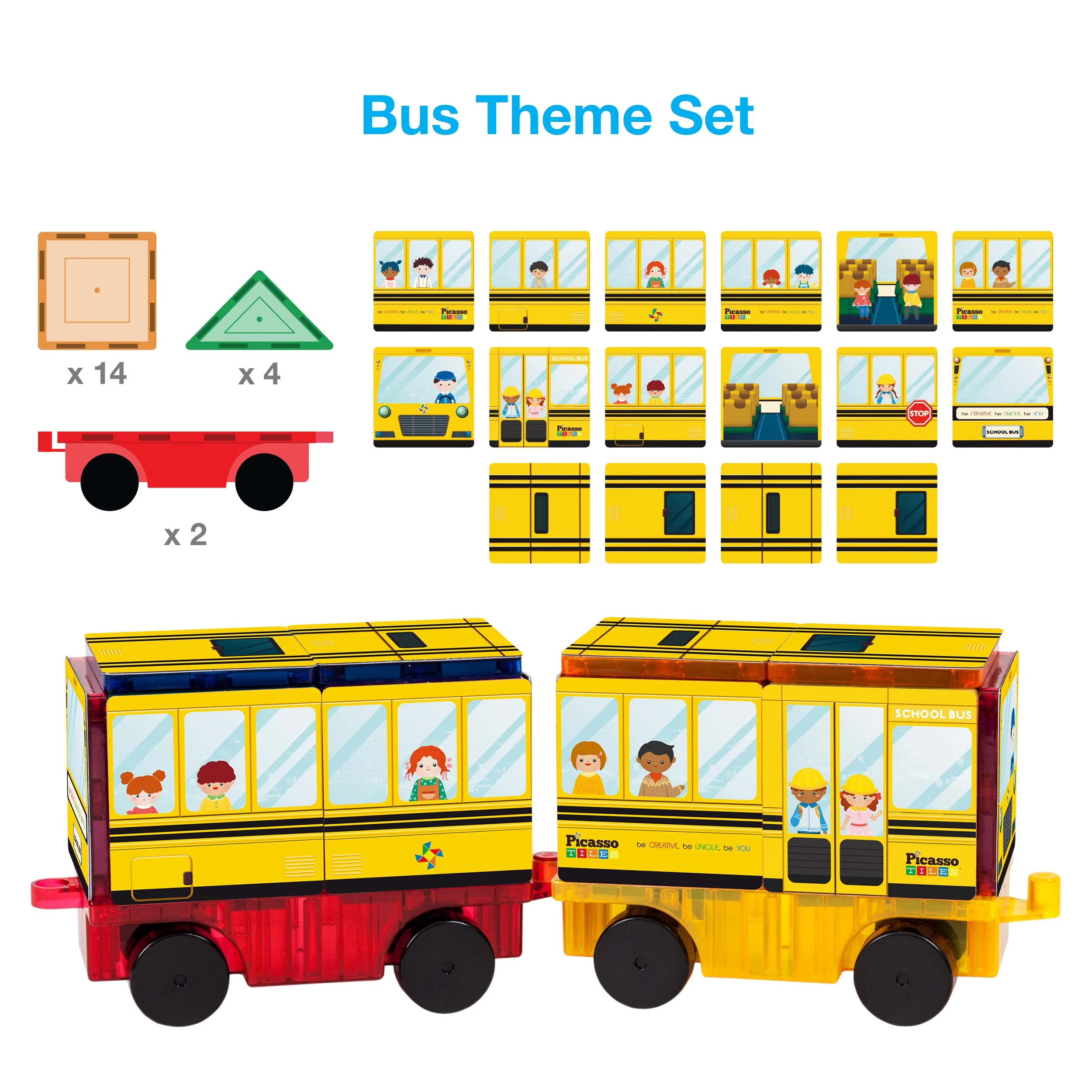 PicassoTiles 3in1 Rocket, Train, and Bus with Stick on Designs - Image 5