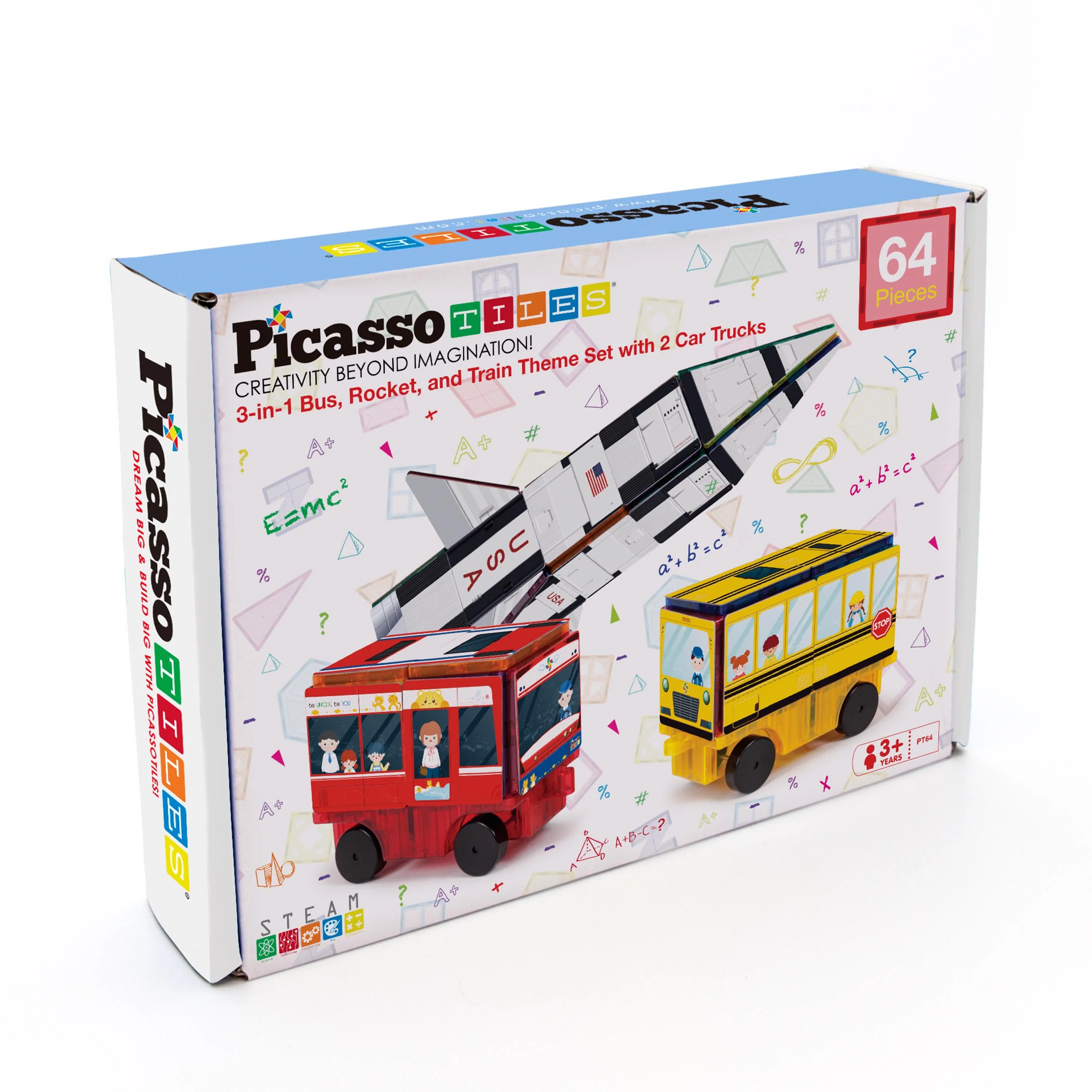 PicassoTiles 3in1 Rocket, Train, and Bus with Stick on Designs - Image 9