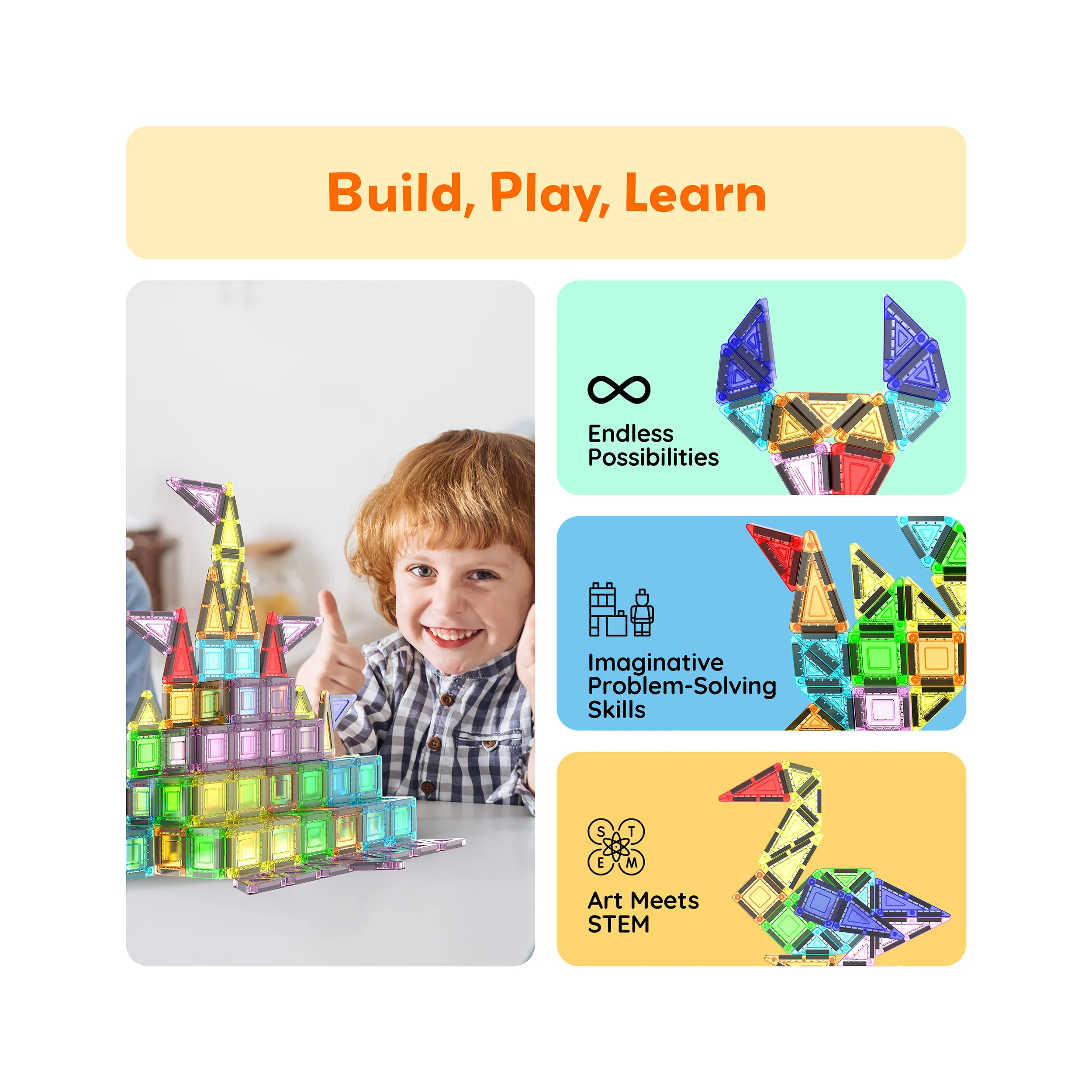 PicassoTiles Nano Magnetic Tiles Travel Set (65 Pieces) with Zipper Bag - Image 4