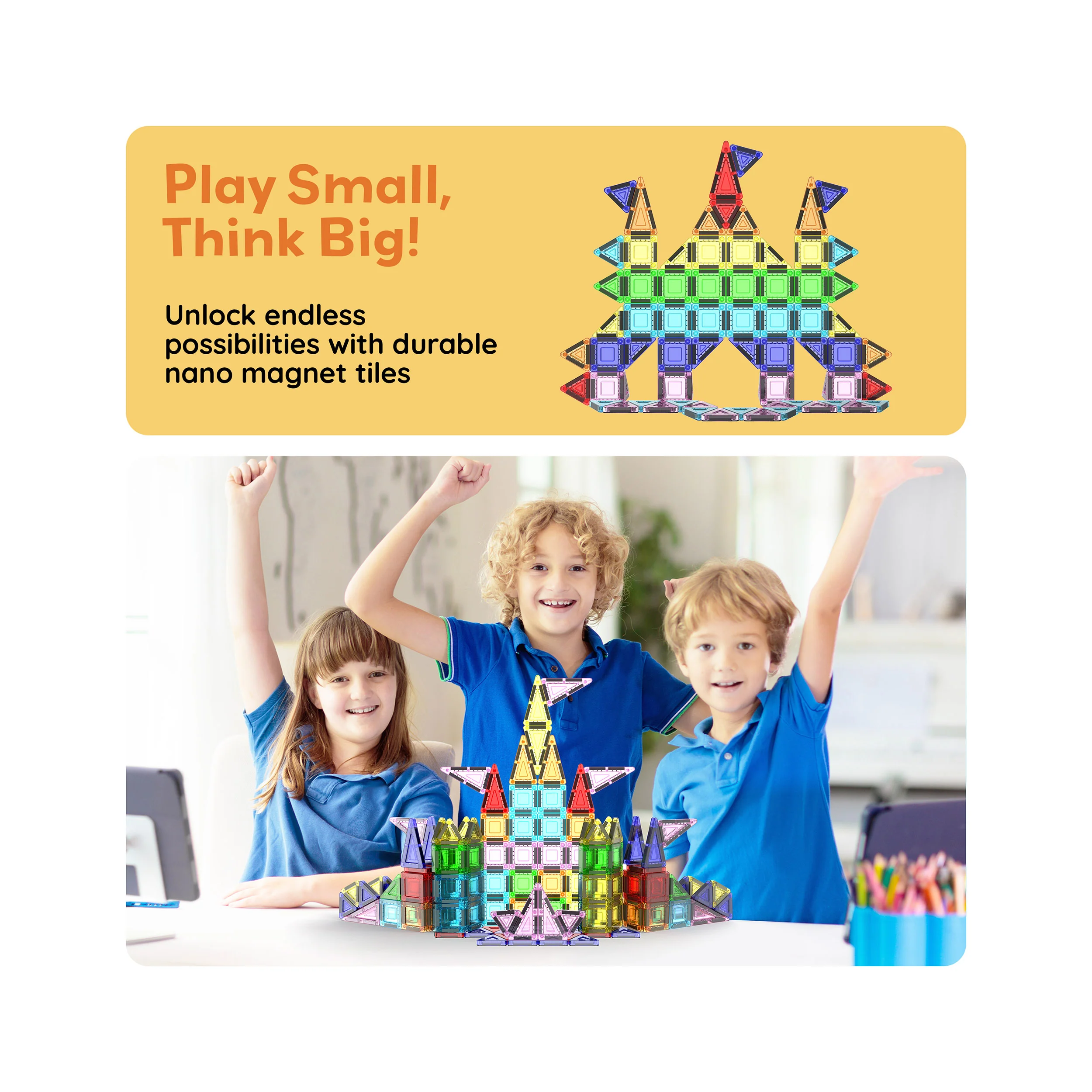 PicassoTiles Nano Magnetic Tiles Travel Set (65 Pieces) with Zipper Bag - Image 8