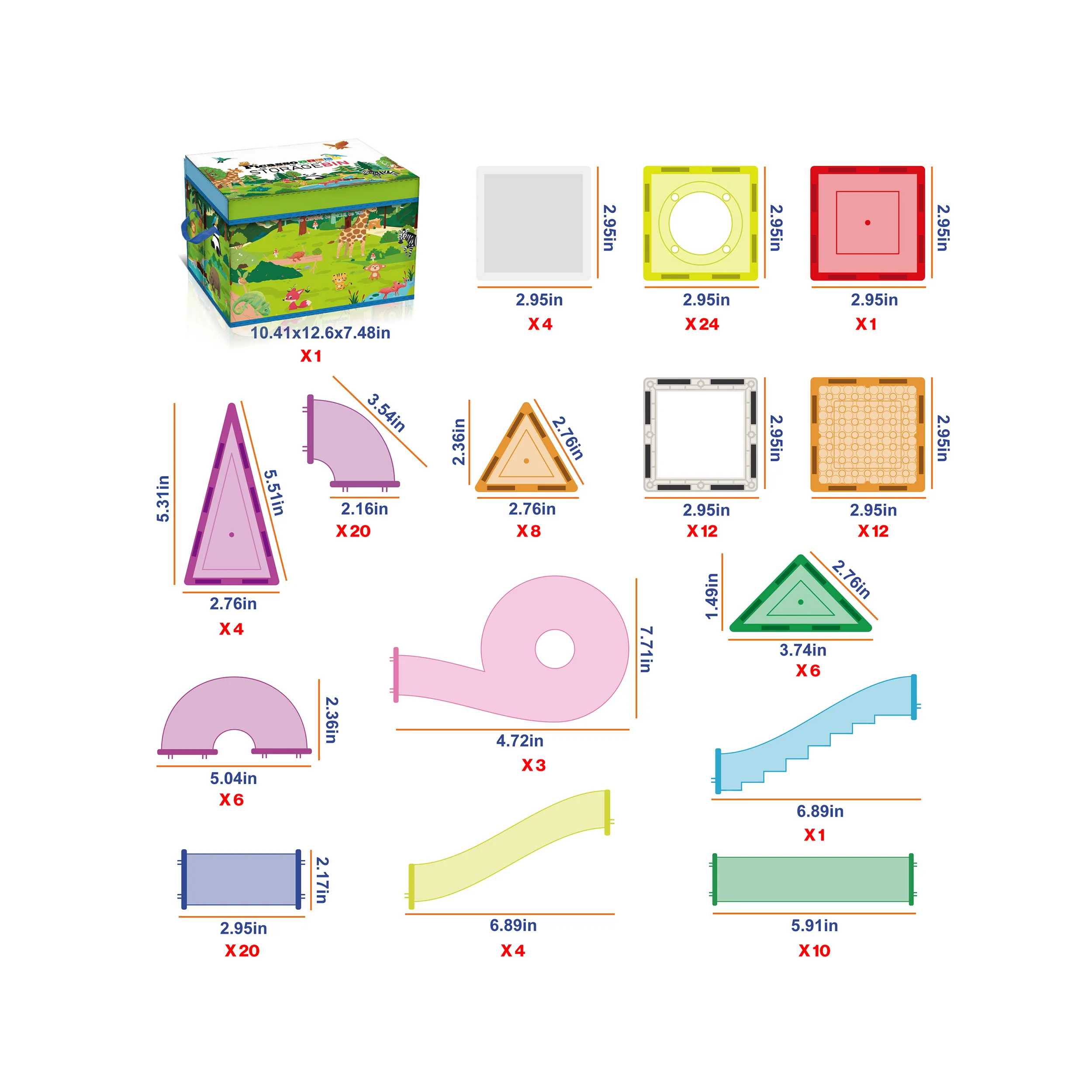 PicassoTiles Magnetic Tiles, Bricks & Marble Run Mega Set with Storage Bin (700 Pieces) - Image 3