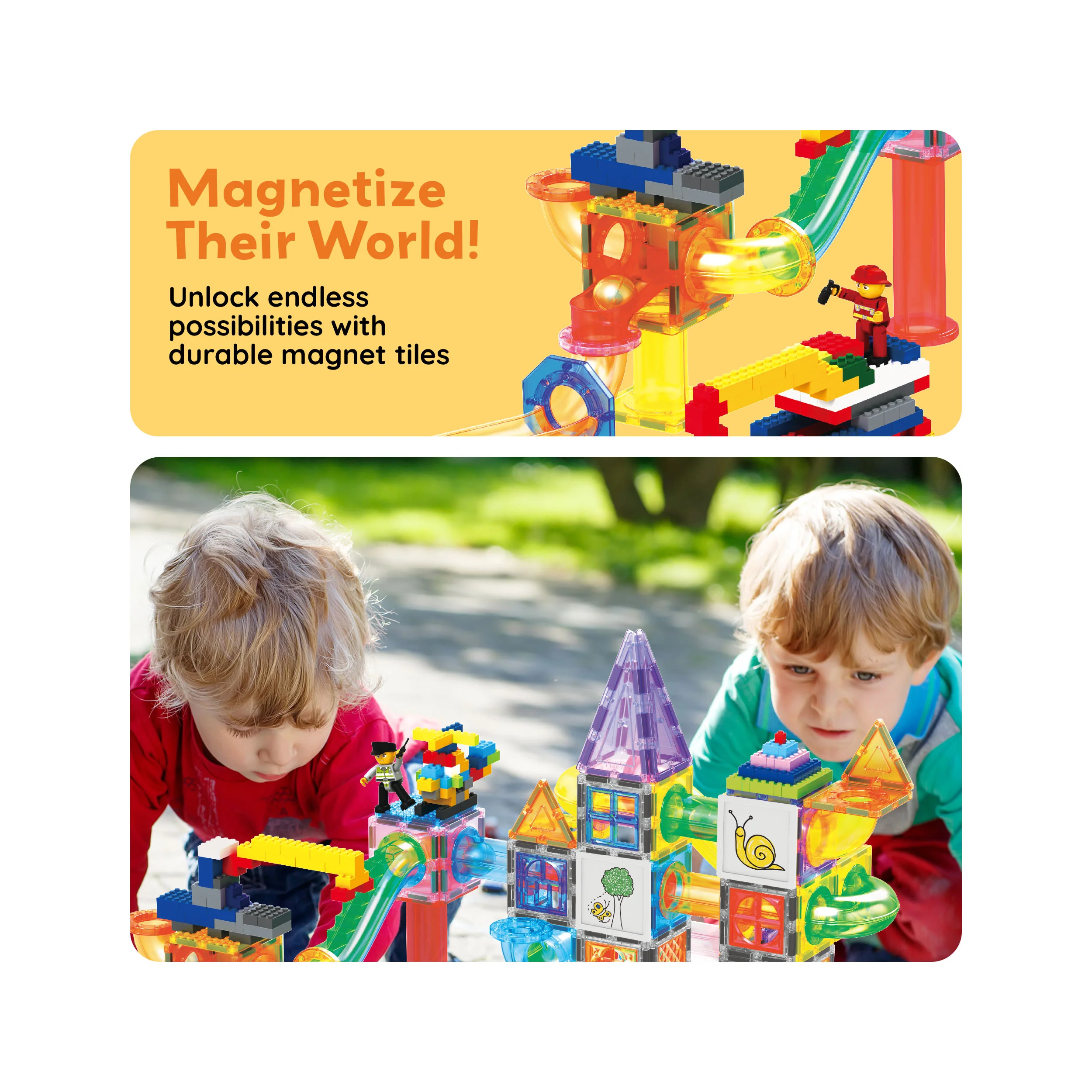 PicassoTiles Magnetic Tiles, Bricks & Marble Run Mega Set with Storage Bin (700 Pieces) - Image 8