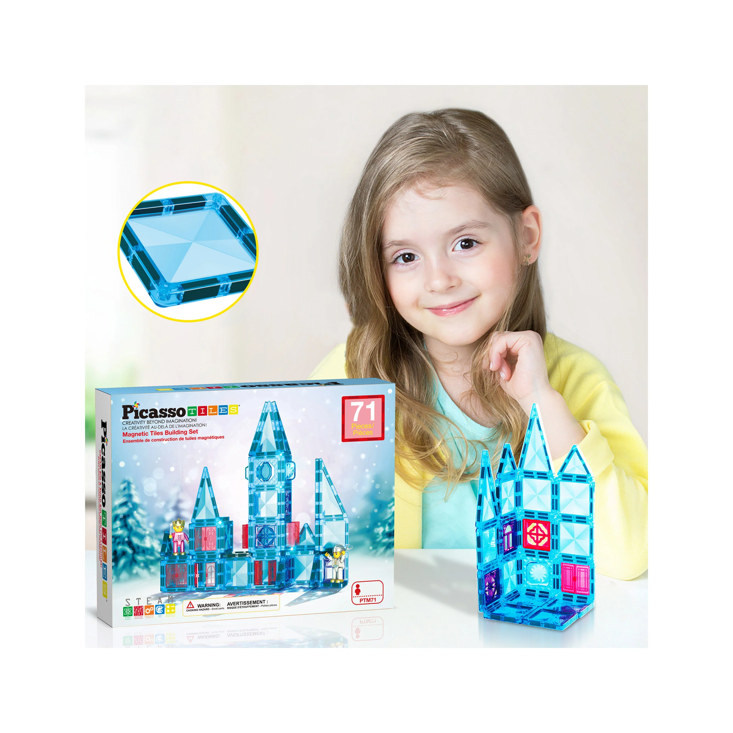 PicassoTiles Travel Sized Winter Ice Magnetic Tile Playset - Image 2