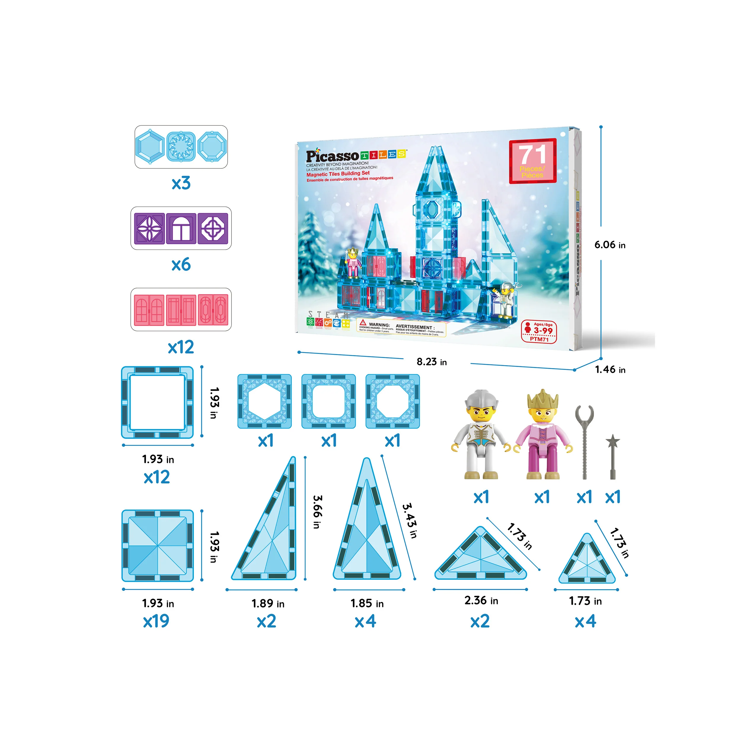 PicassoTiles Travel Sized Winter Ice Magnetic Tile Playset - Image 3