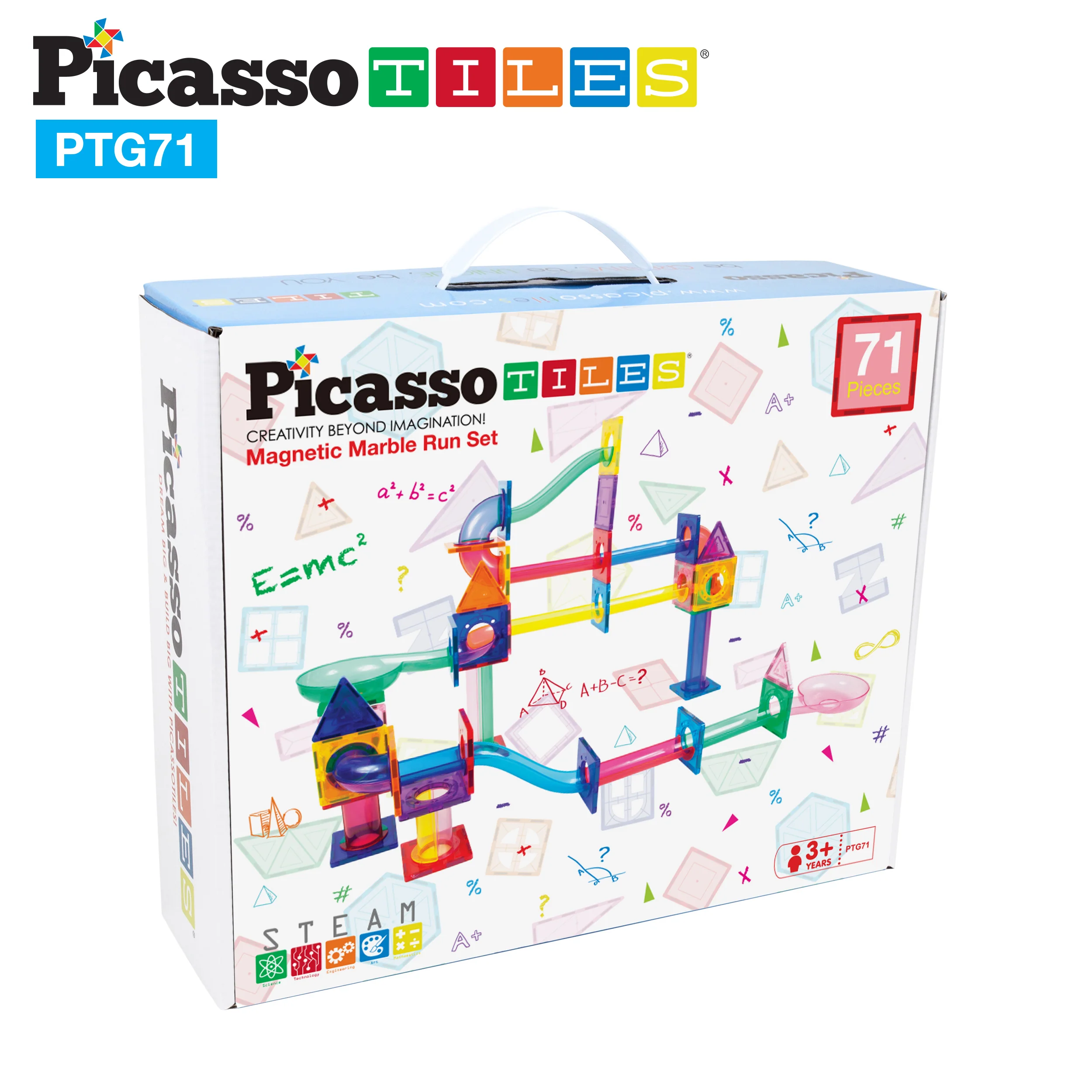 PicassoTiles 71pc Marble Run Building Blocks Connecting Set - Image 6