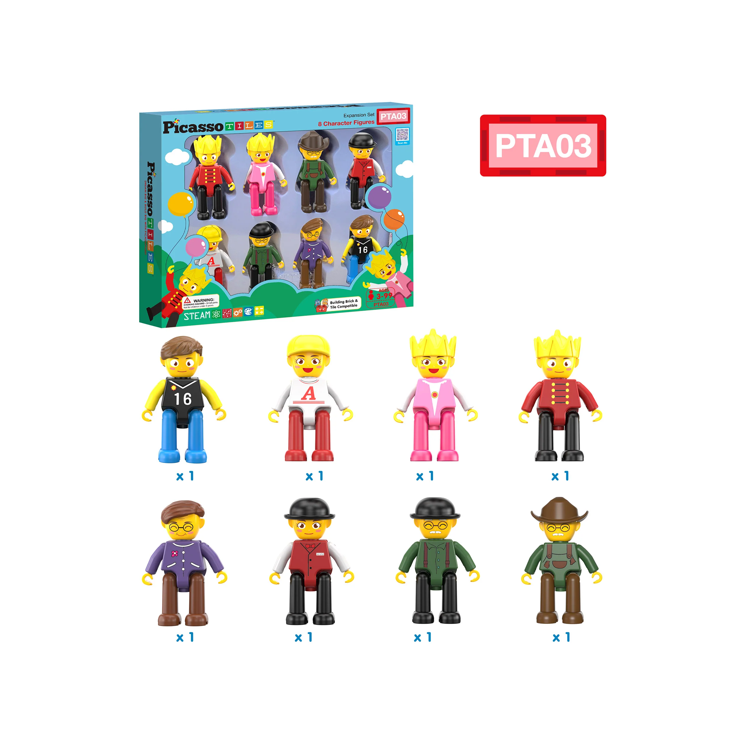 PicassoTiles 8pc Character Action Figure Multi Pack Set - Image 3