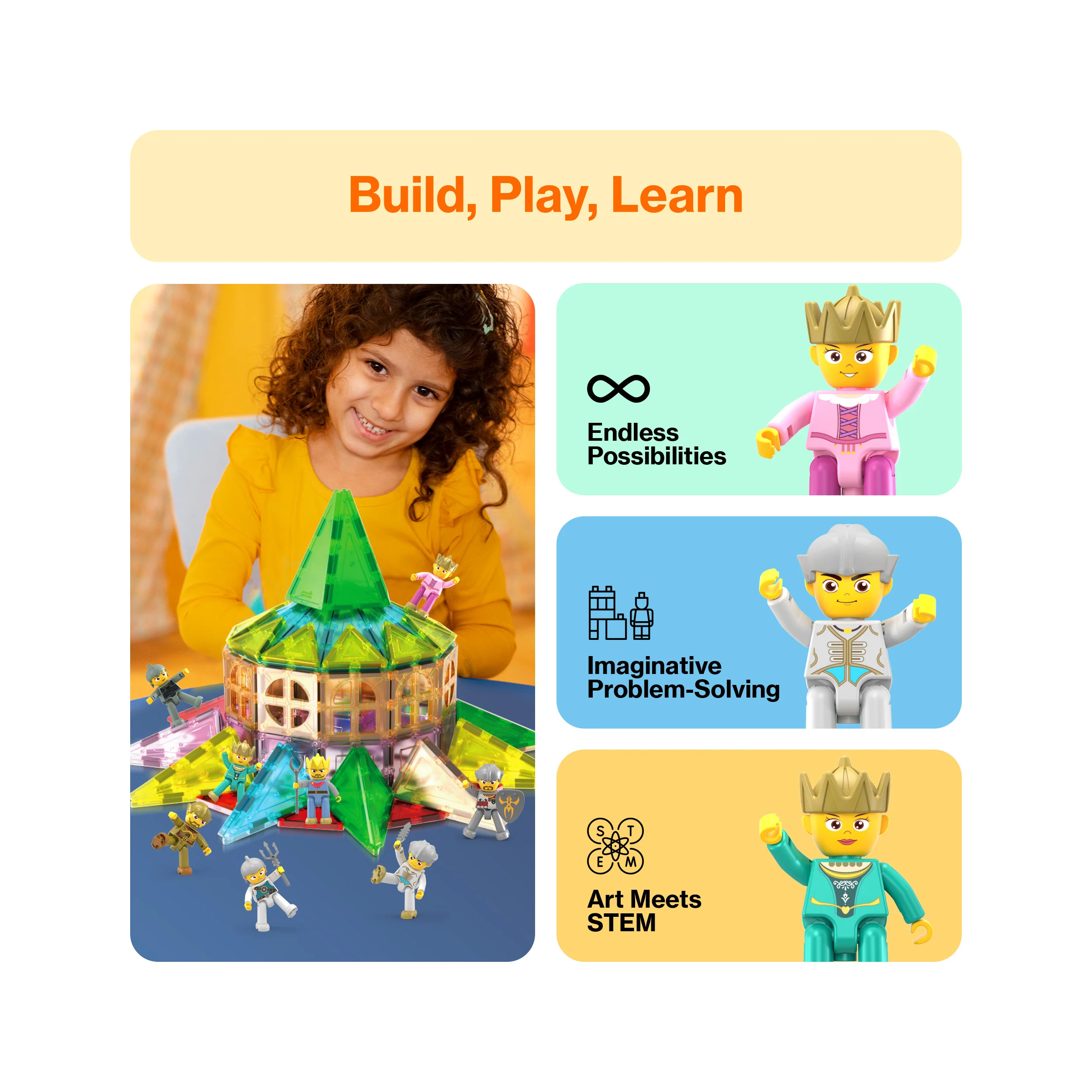 PicassoTiles Medieval King and Knights Magnet Tile Character Figure Set - Image 4