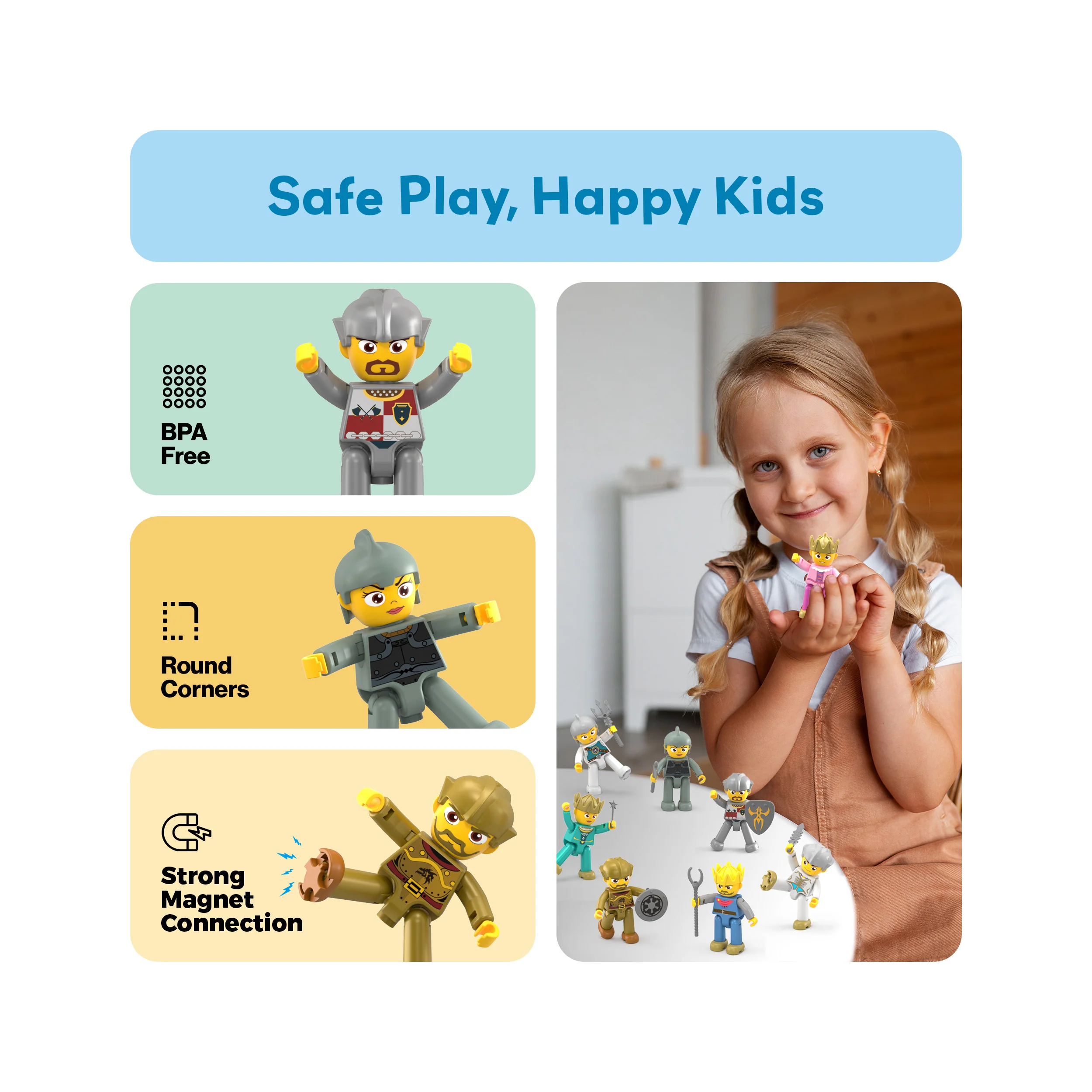 PicassoTiles Medieval King and Knights Magnet Tile Character Figure Set - Image 6