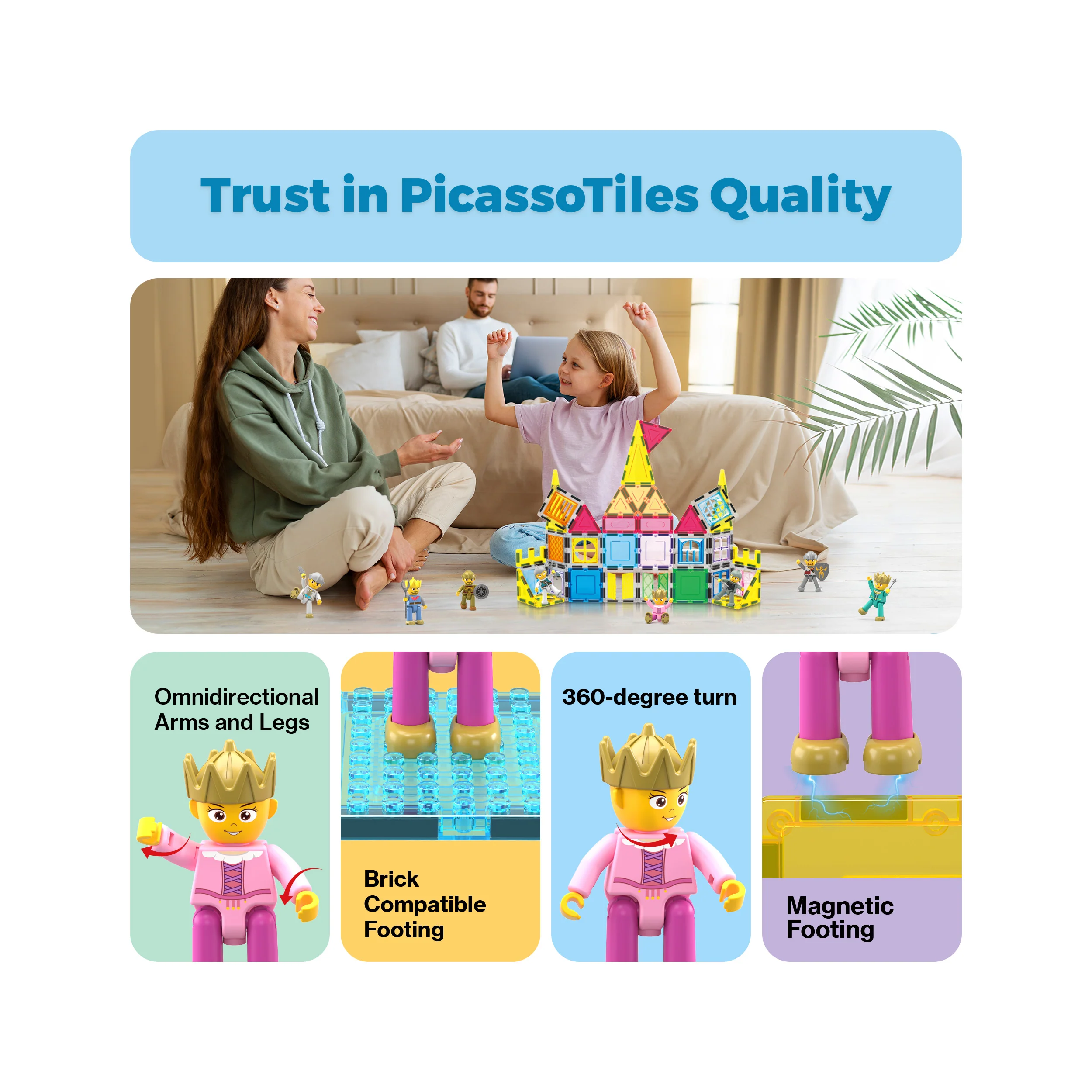 PicassoTiles Medieval King and Knights Magnet Tile Character Figure Set - Image 8